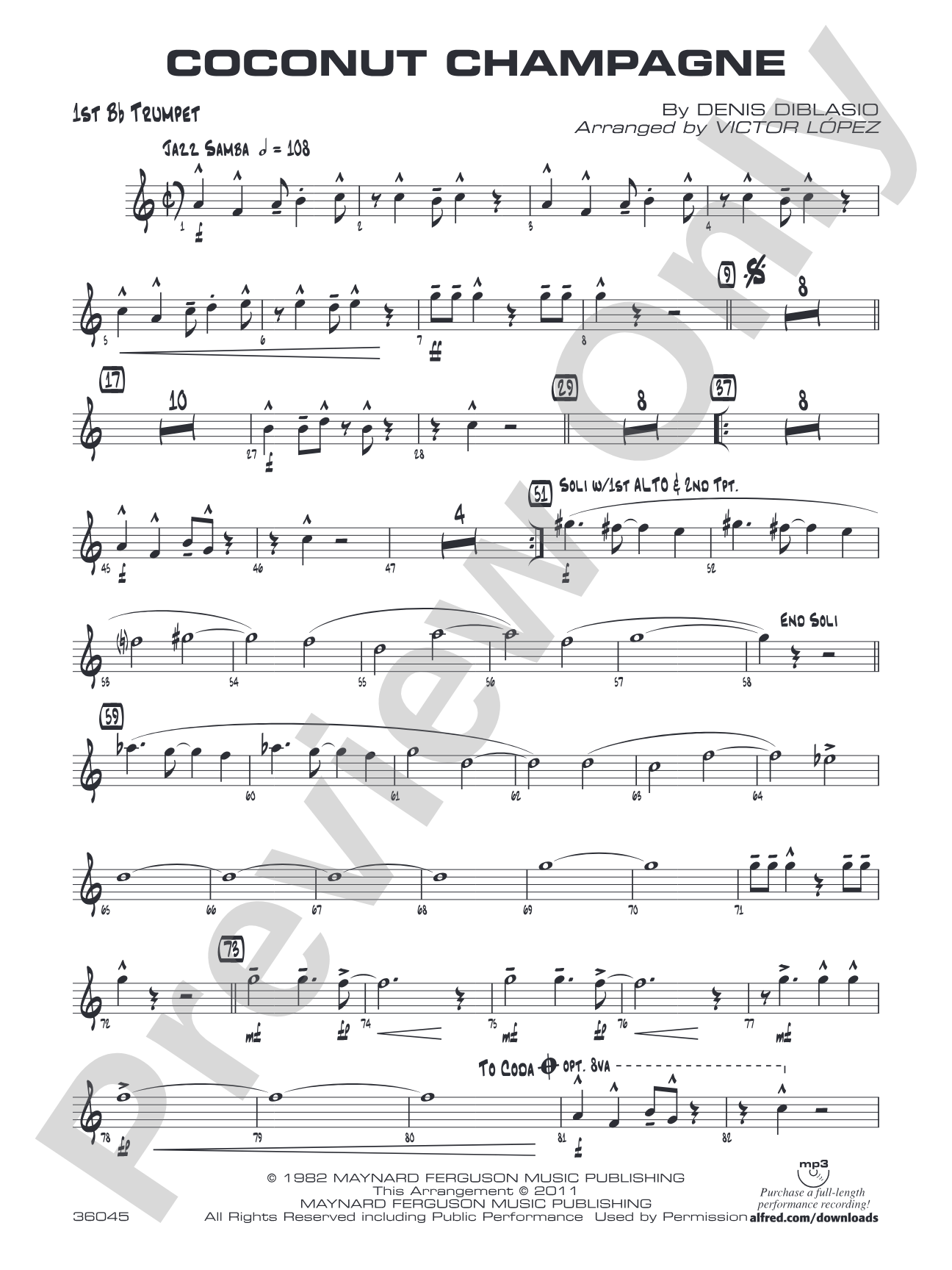Coconut Champagne: 1st B-flat Trumpet