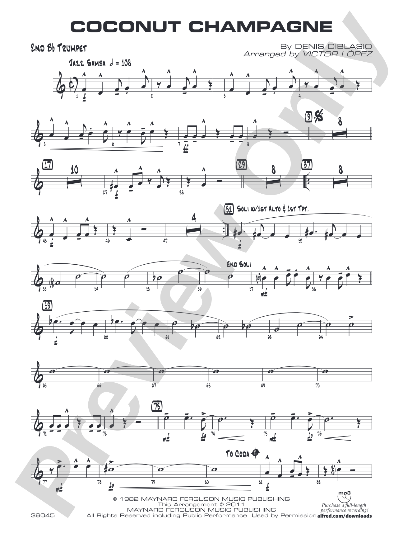 Coconut Champagne: 2nd B-flat Trumpet
