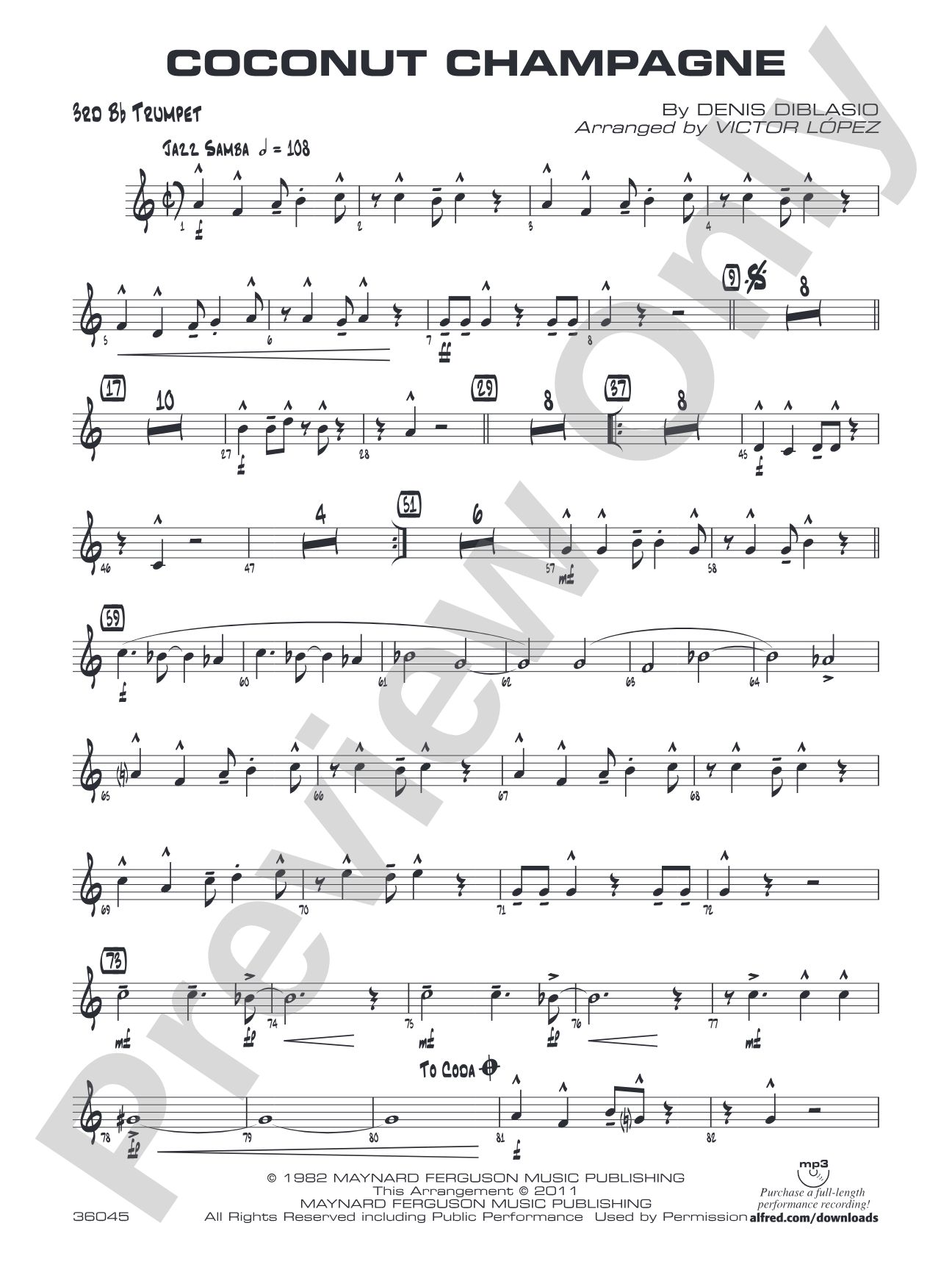 Coconut Champagne: 3rd B-flat Trumpet
