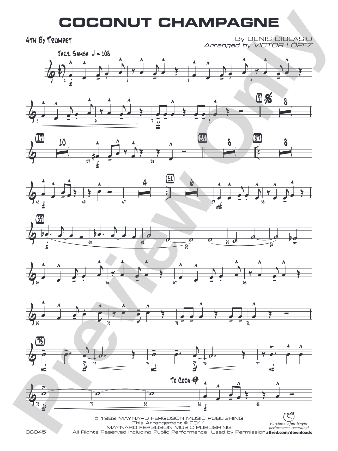 Coconut Champagne: 4th B-flat Trumpet