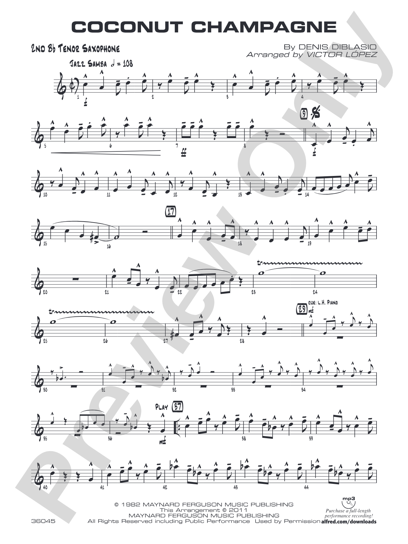 Coconut Champagne: 2nd B-flat Tenor Saxophone