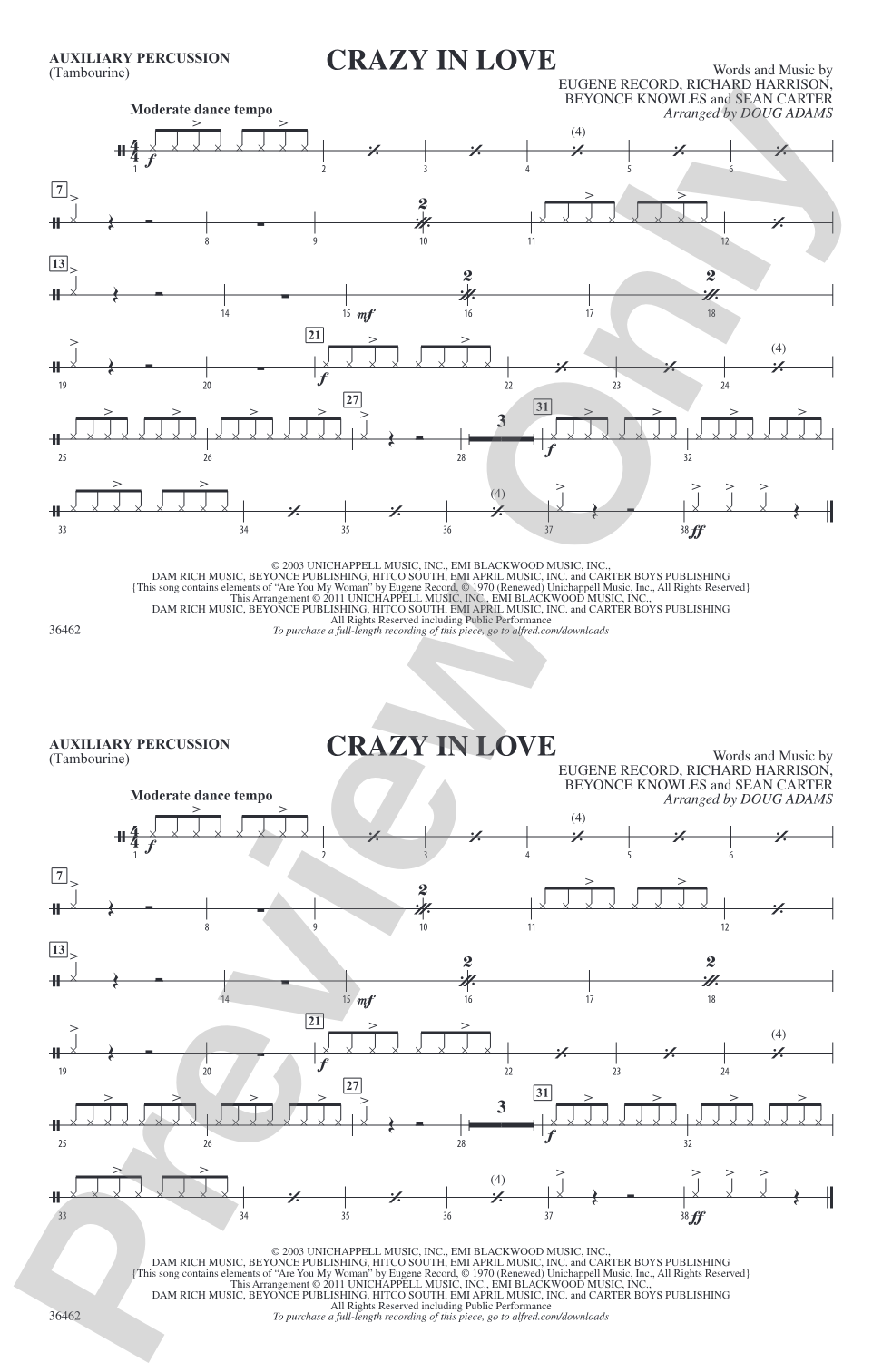 Crazy In Love: Auxiliary Percussion