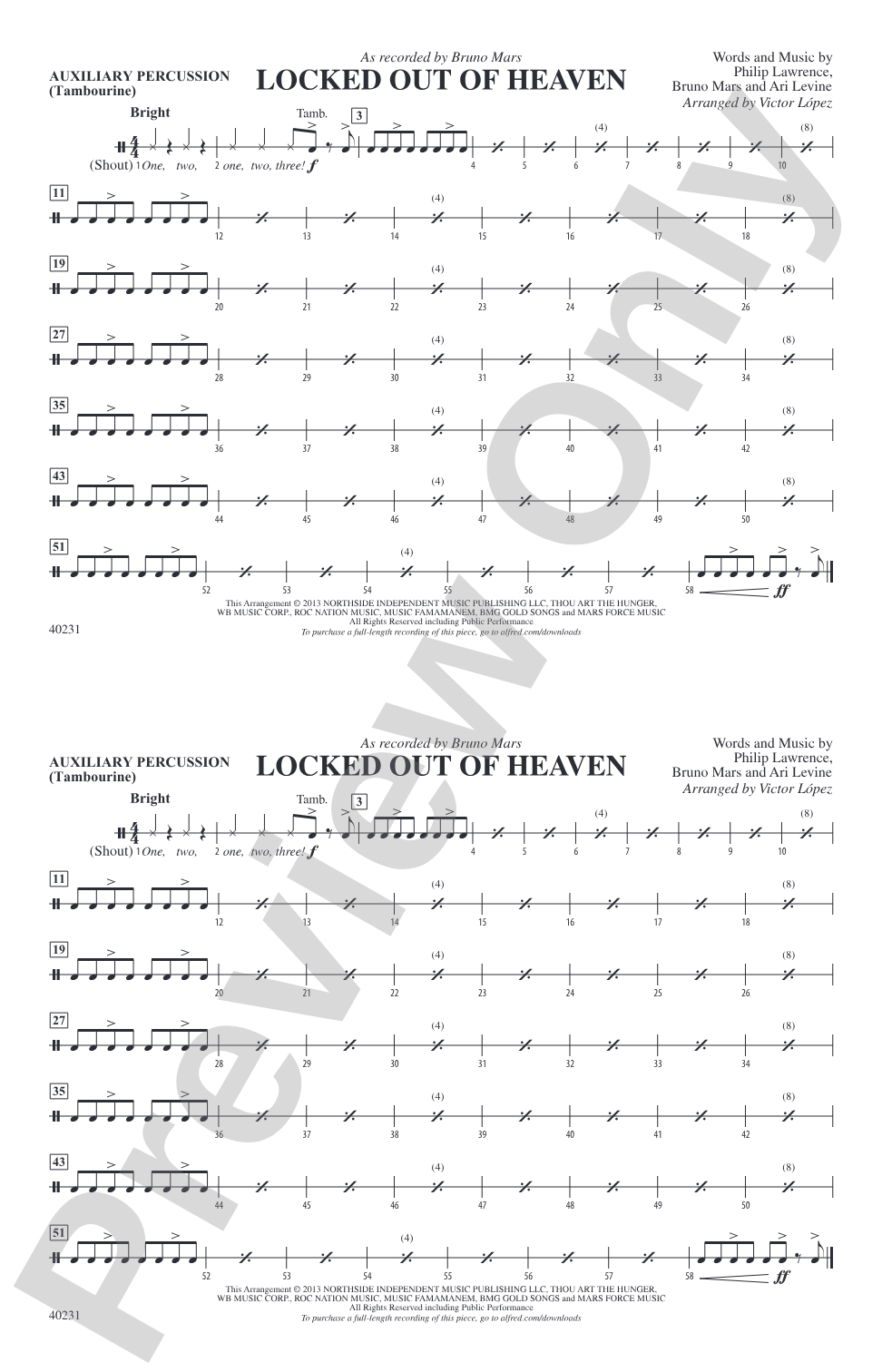 Locked Out of Heaven: Auxiliary Percussion