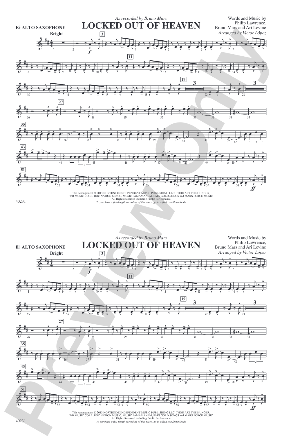 Locked Out of Heaven: E-flat Alto Saxophone