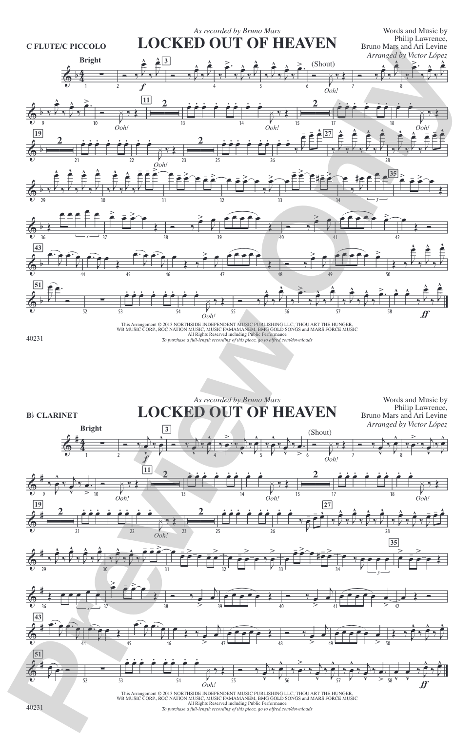 Locked Out of Heaven: Flute