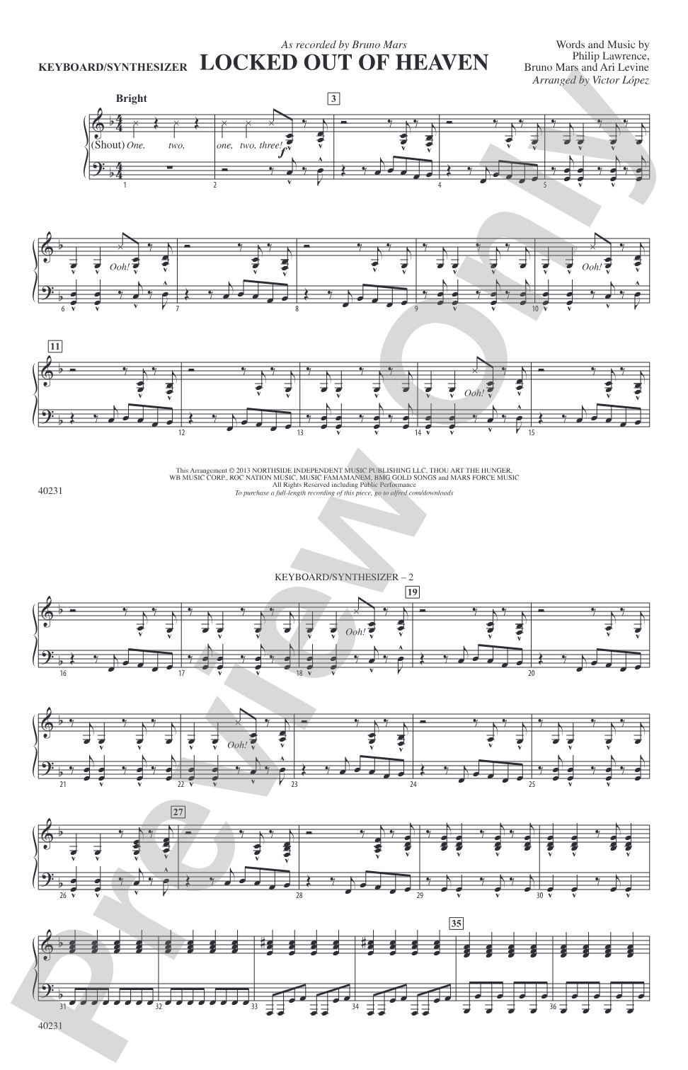 Locked Out of Heaven: Piano Accompaniment