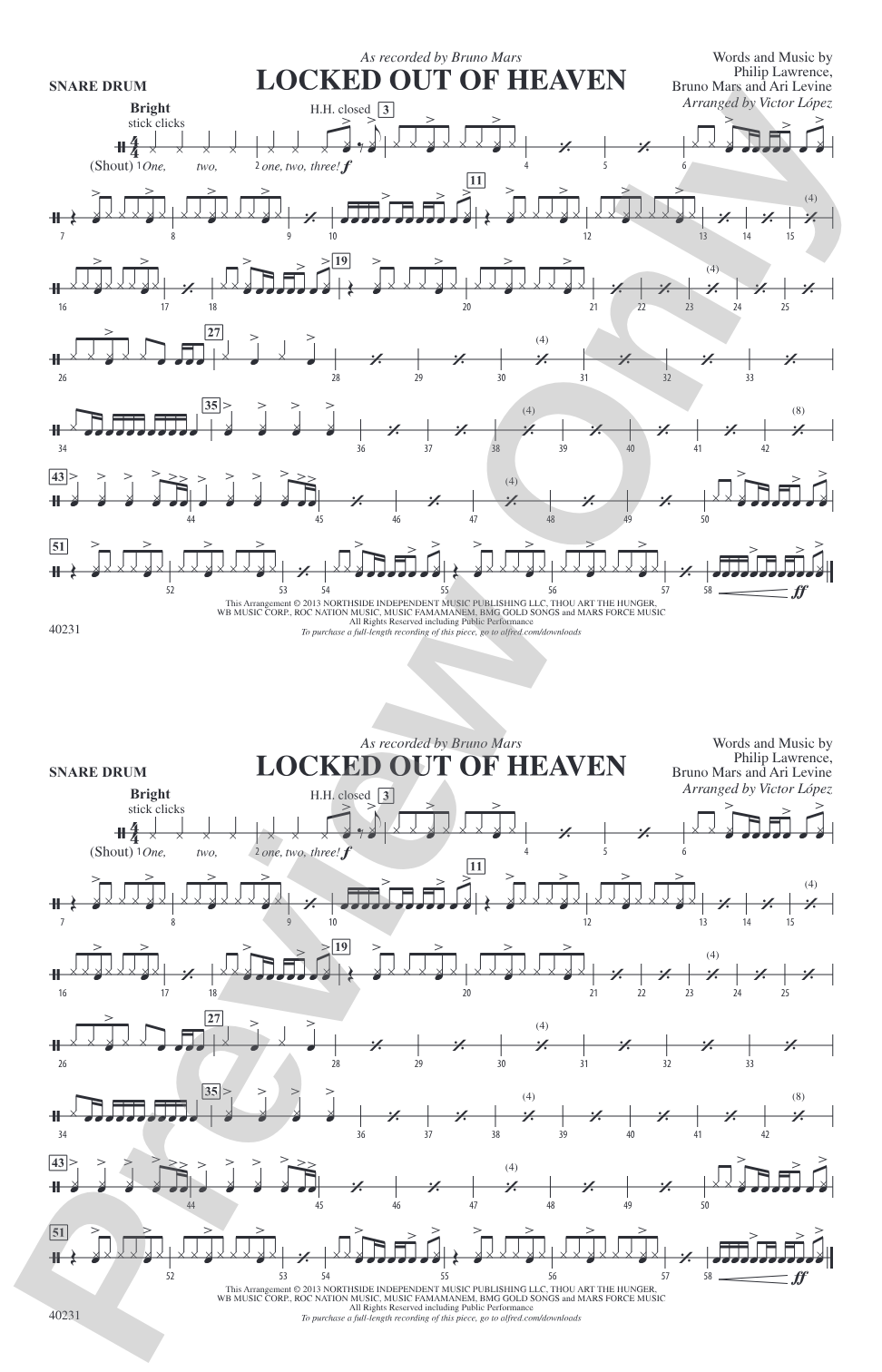 Locked Out of Heaven: Snare Drum