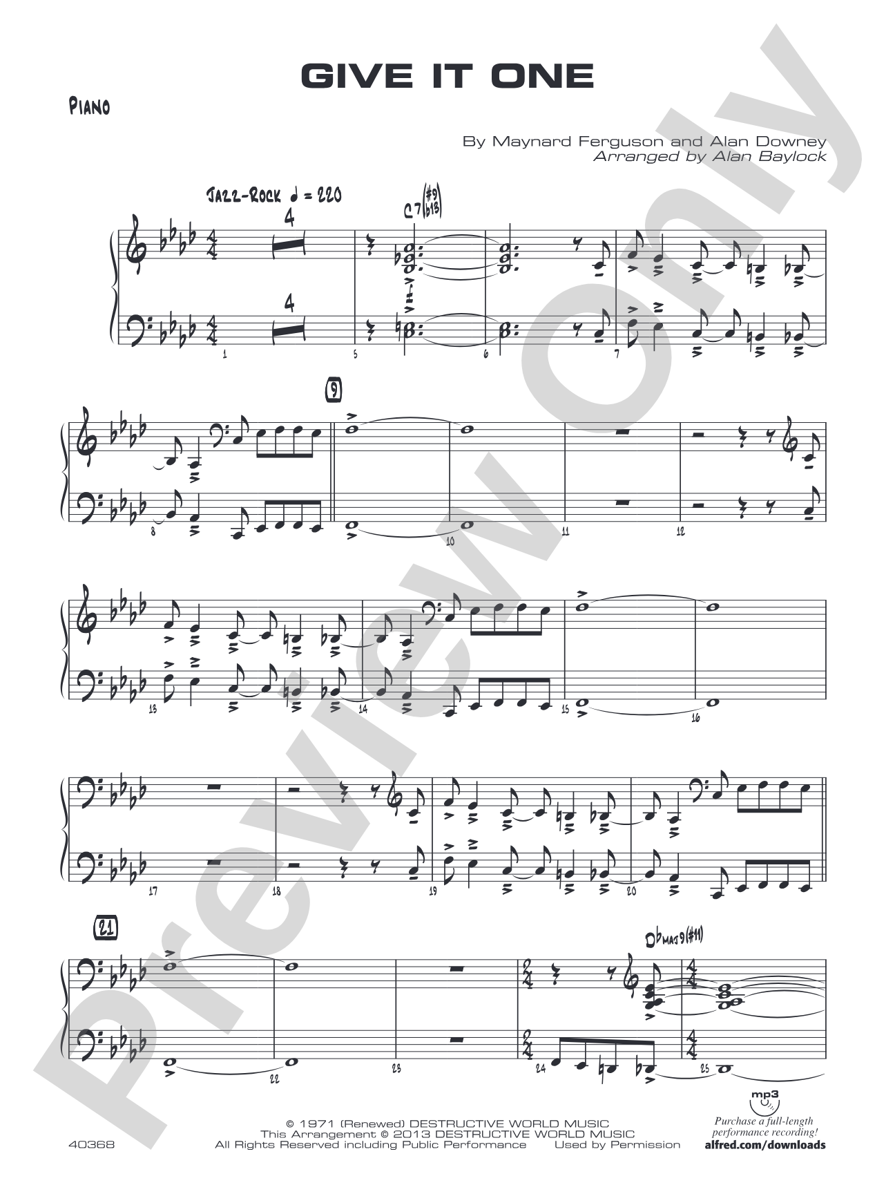 Give It One: Piano Accompaniment
