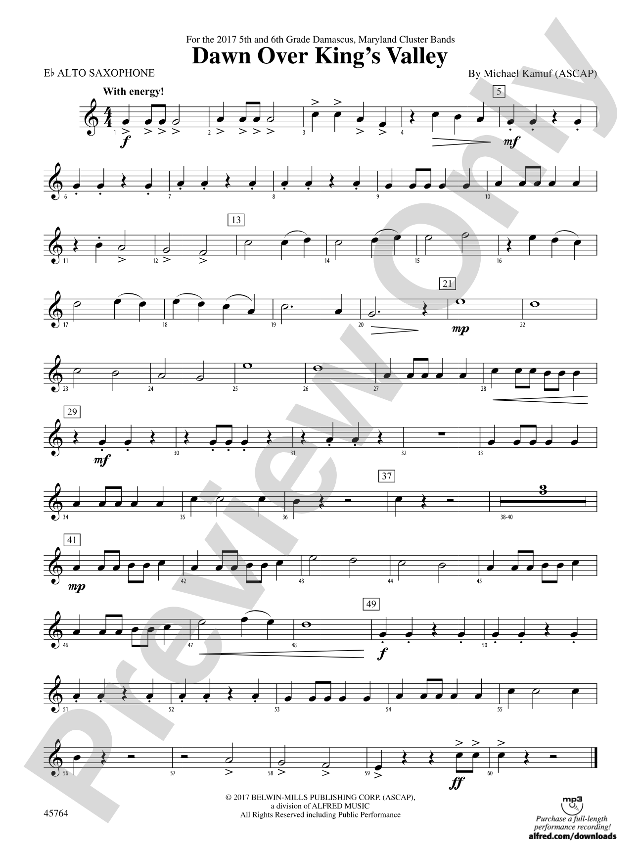 Dawn Over King's Valley: E-flat Alto Saxophone