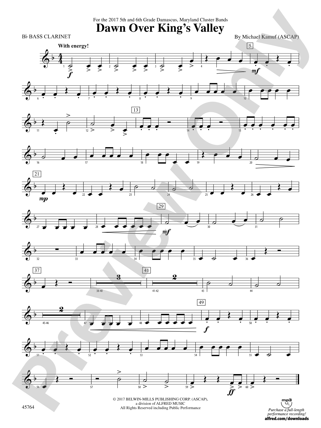 Dawn Over King's Valley: B-flat Bass Clarinet