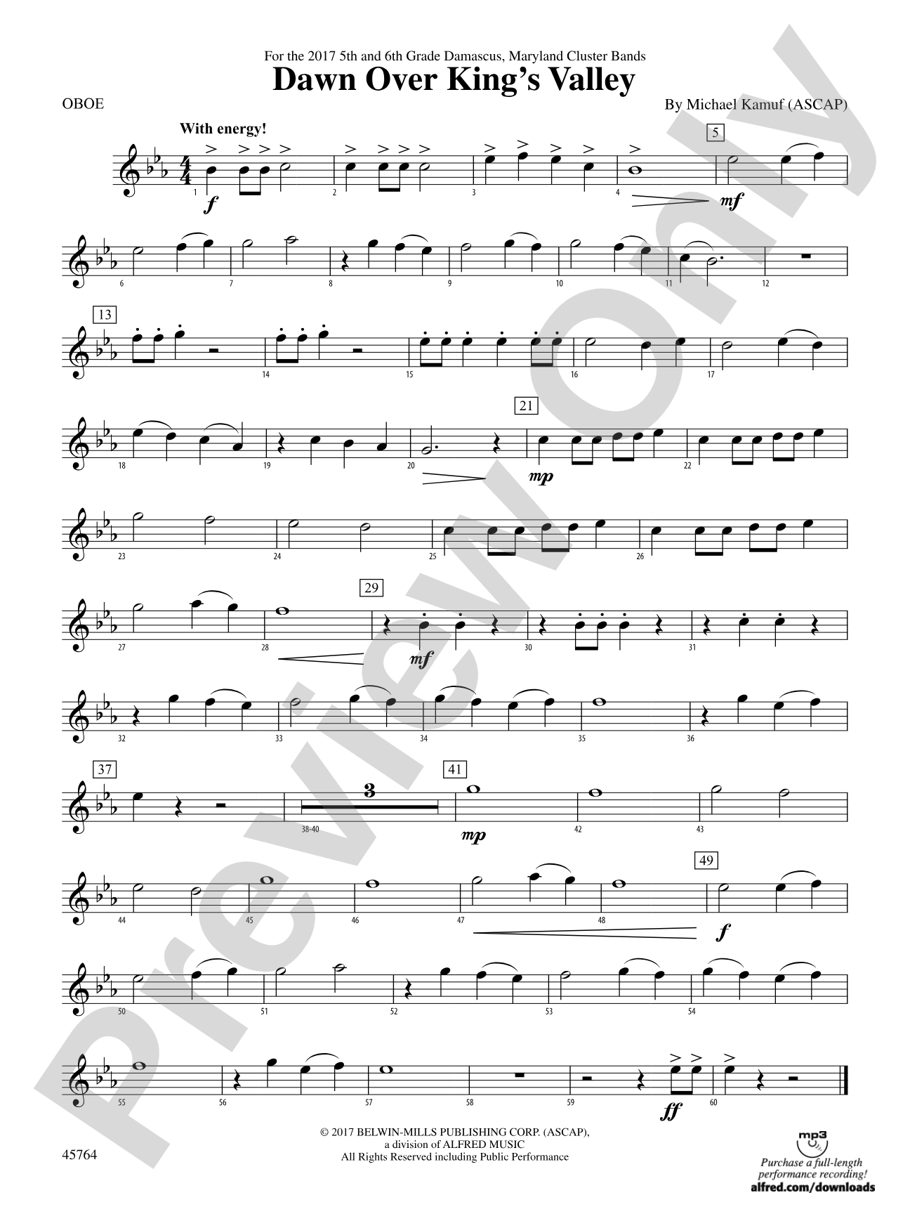Dawn Over King's Valley: Oboe