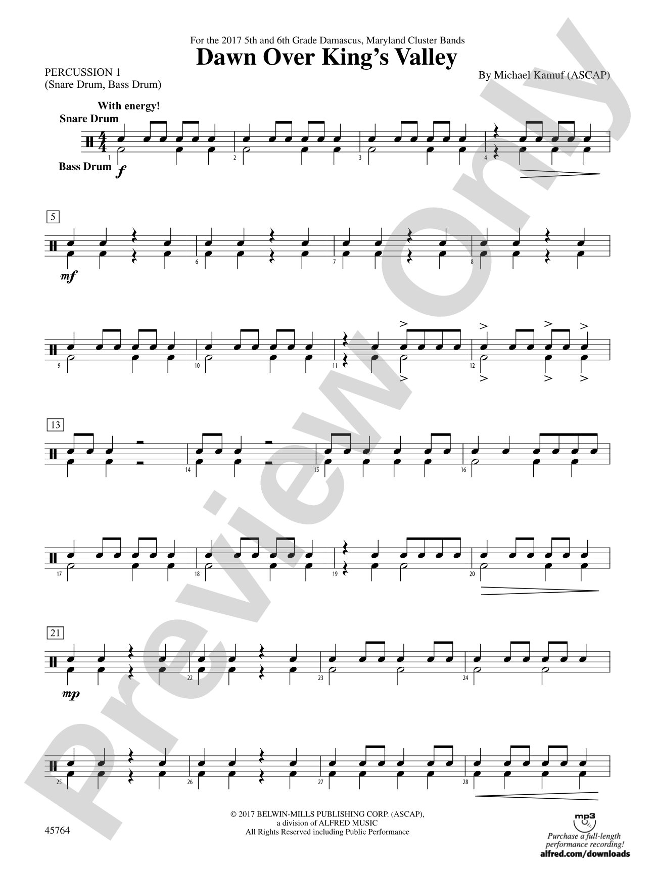 Dawn Over King's Valley: 1st Percussion