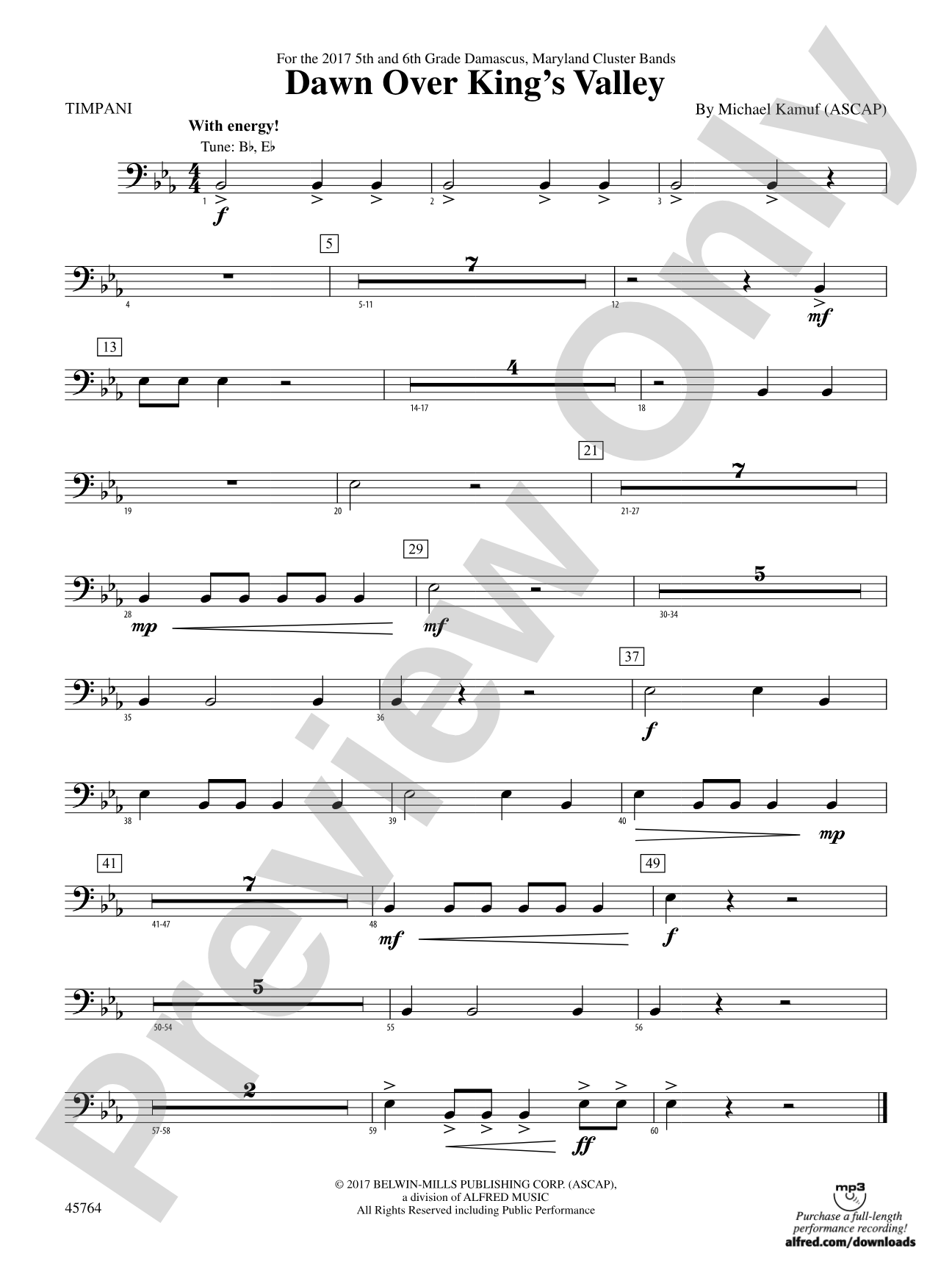 Dawn Over King's Valley: Timpani