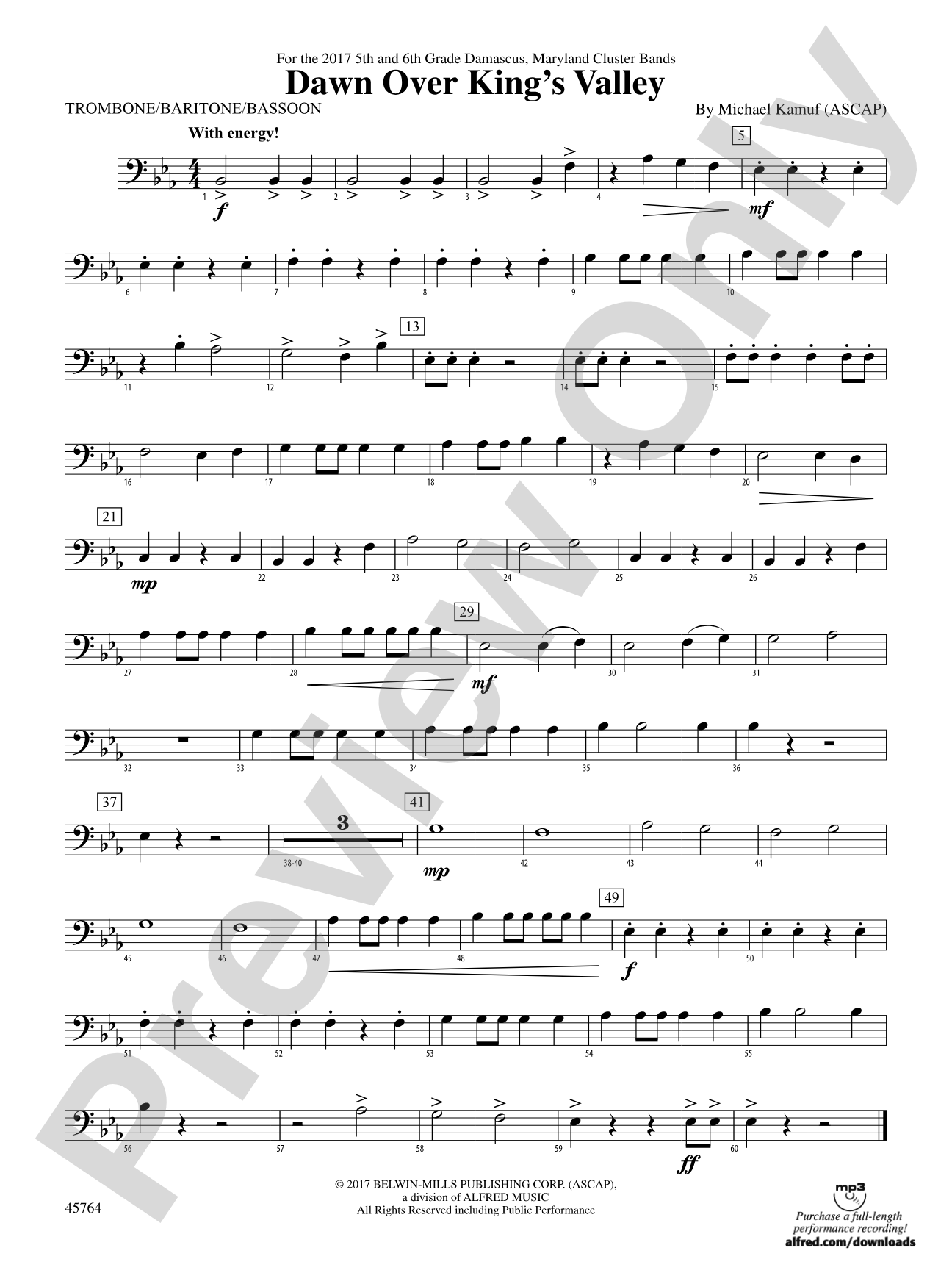 Dawn Over King's Valley: 1st Trombone
