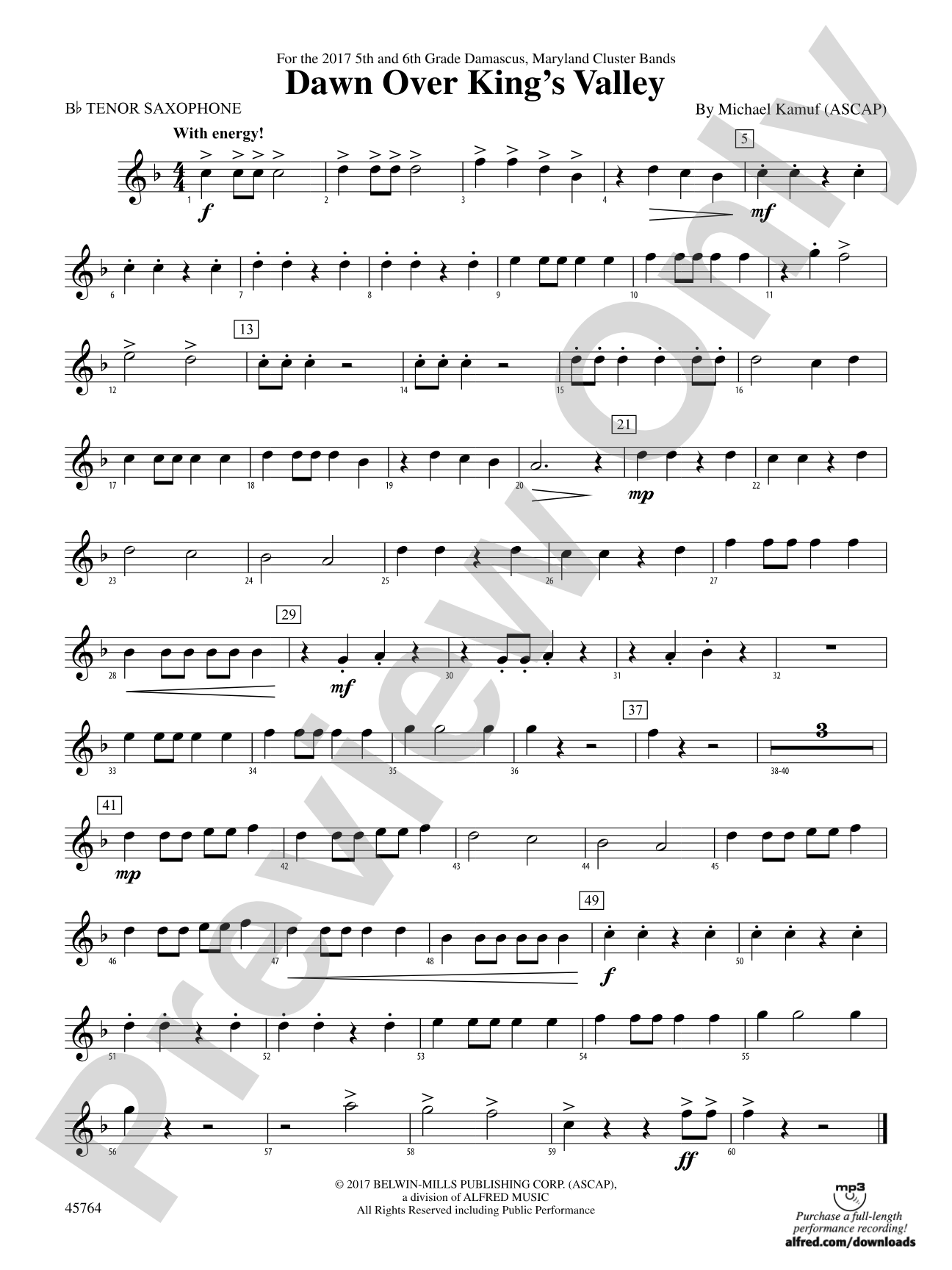 Dawn Over King's Valley: B-flat Tenor Saxophone
