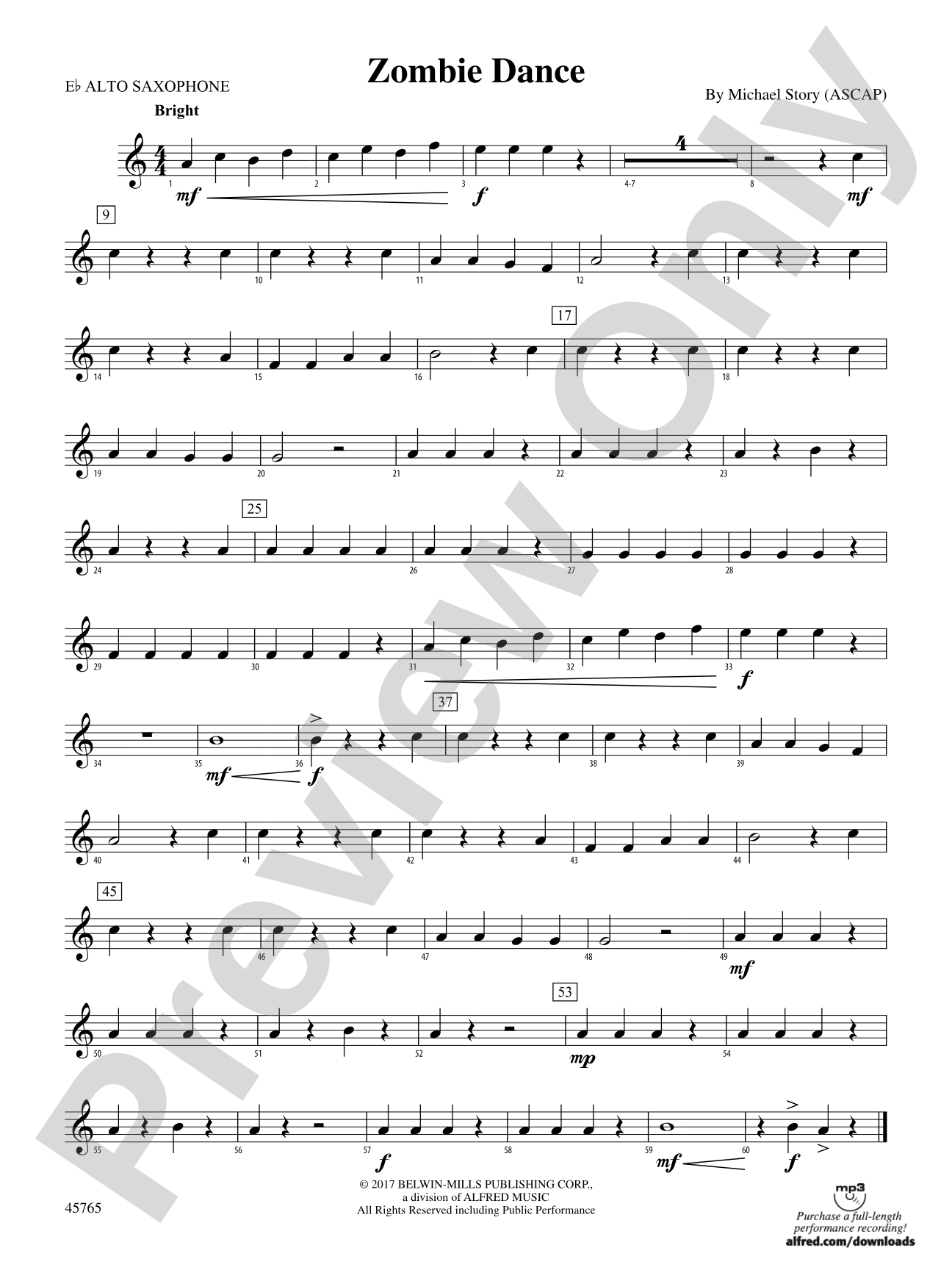 Zombie Dance: E-flat Alto Saxophone