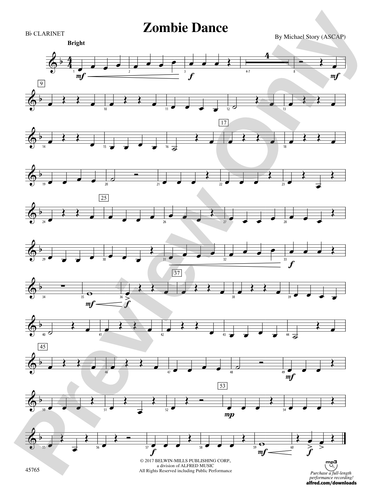 Zombie Dance: 1st B-flat Clarinet