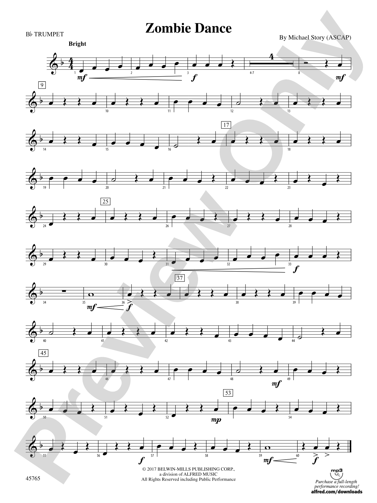 Zombie Dance: 1st B-flat Trumpet