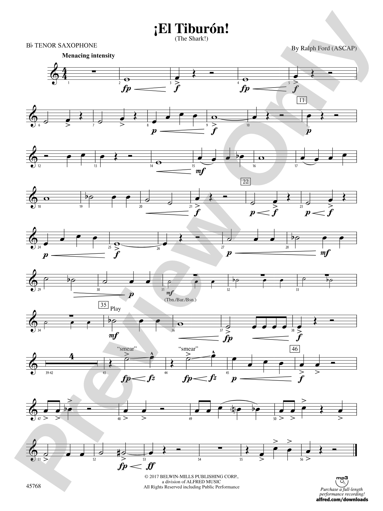 ¡El Tiburón!: B-flat Tenor Saxophone