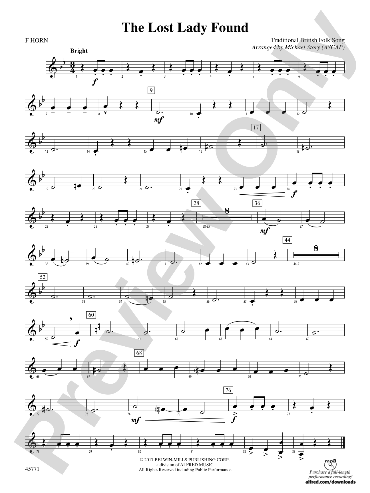The Lost Lady Found: 1st F Horn