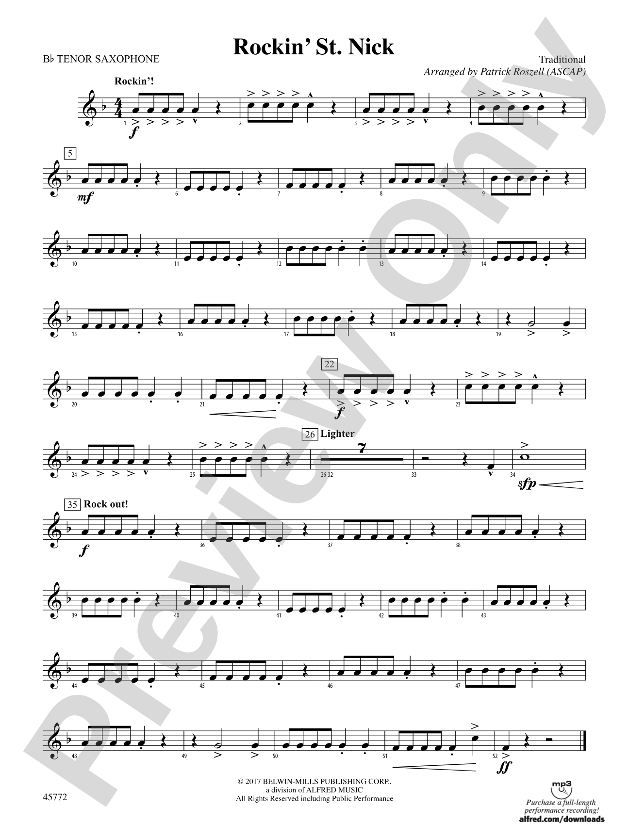 Rockin' St. Nick: B-flat Tenor Saxophone