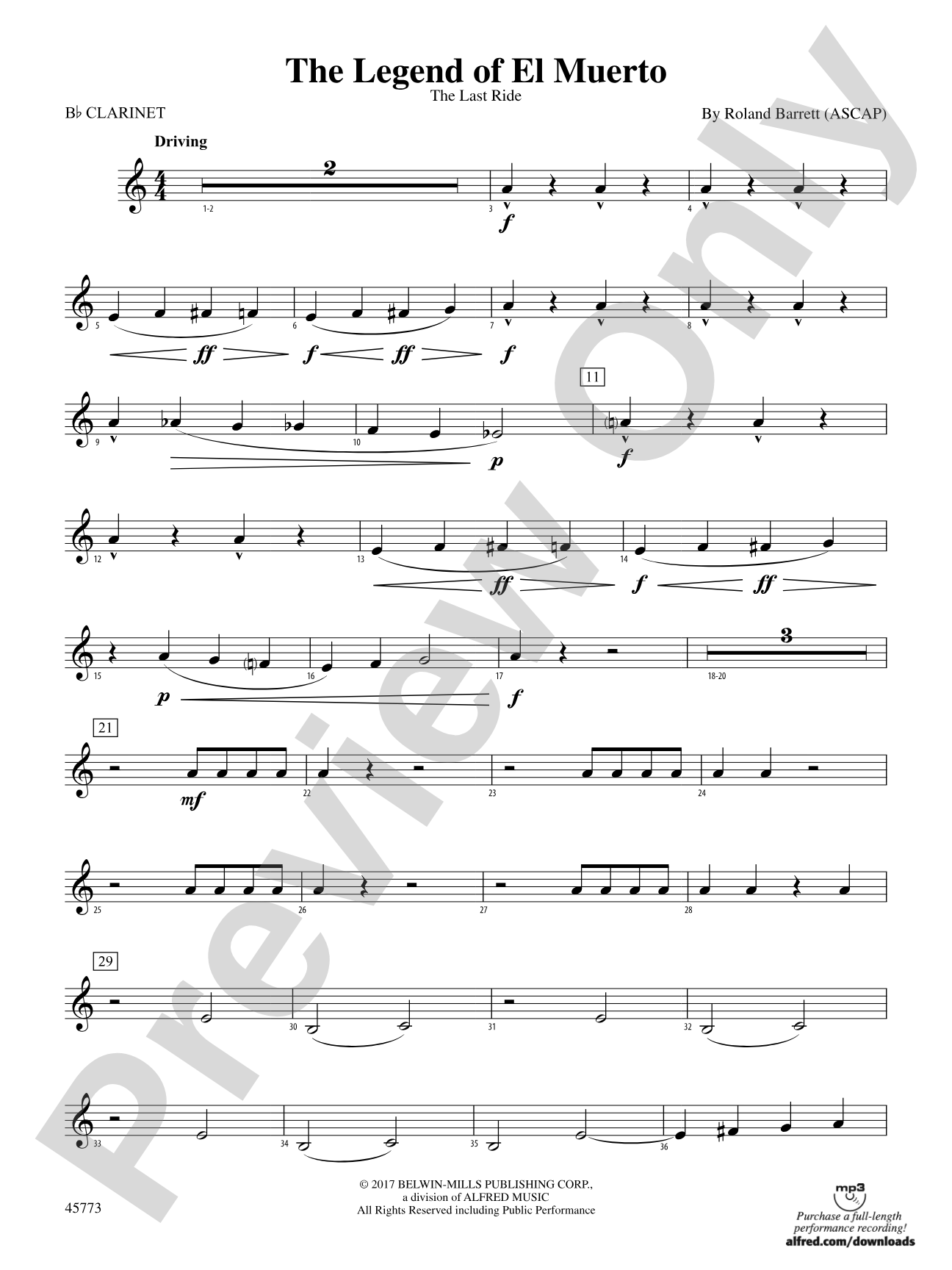 The Legend of El Muerto: 1st B-flat Clarinet
