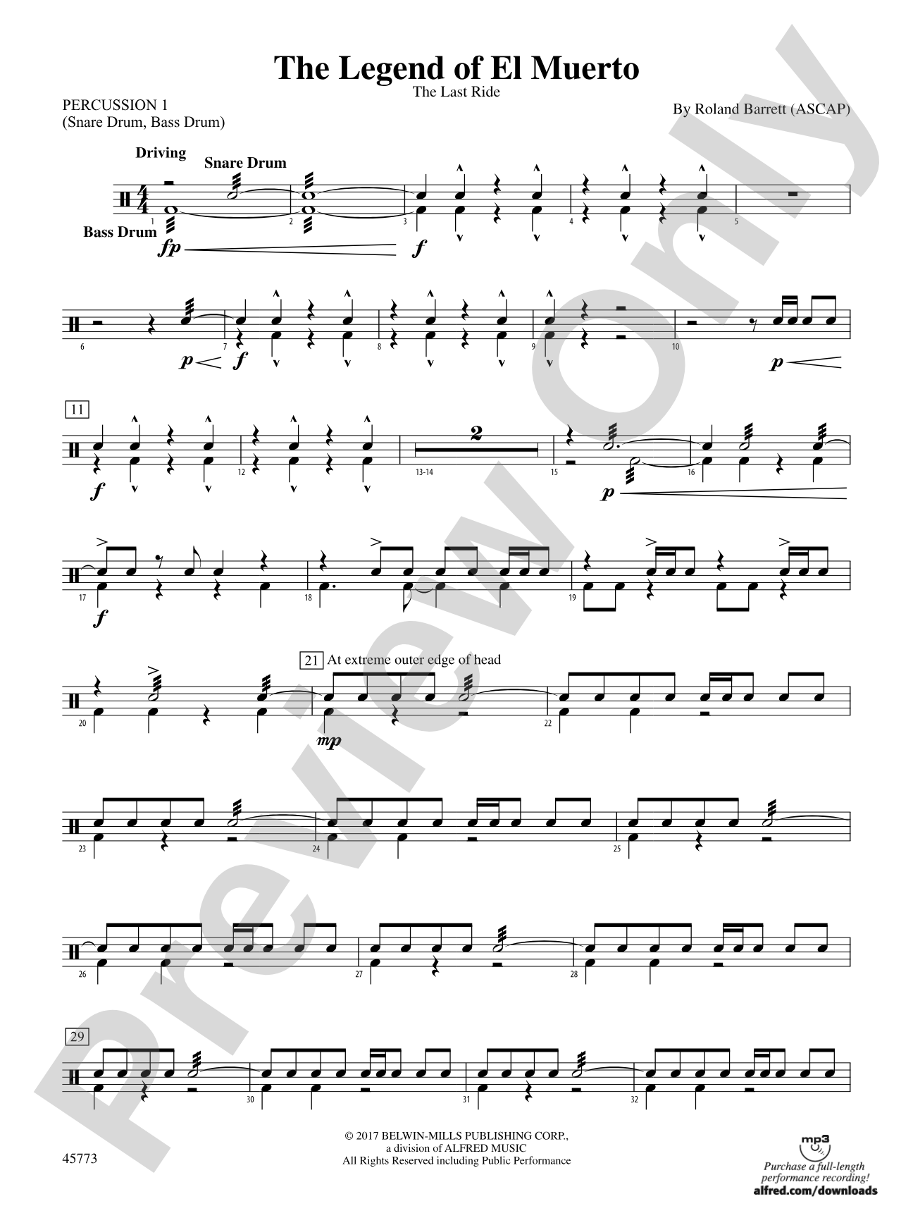 The Legend of El Muerto: 1st Percussion