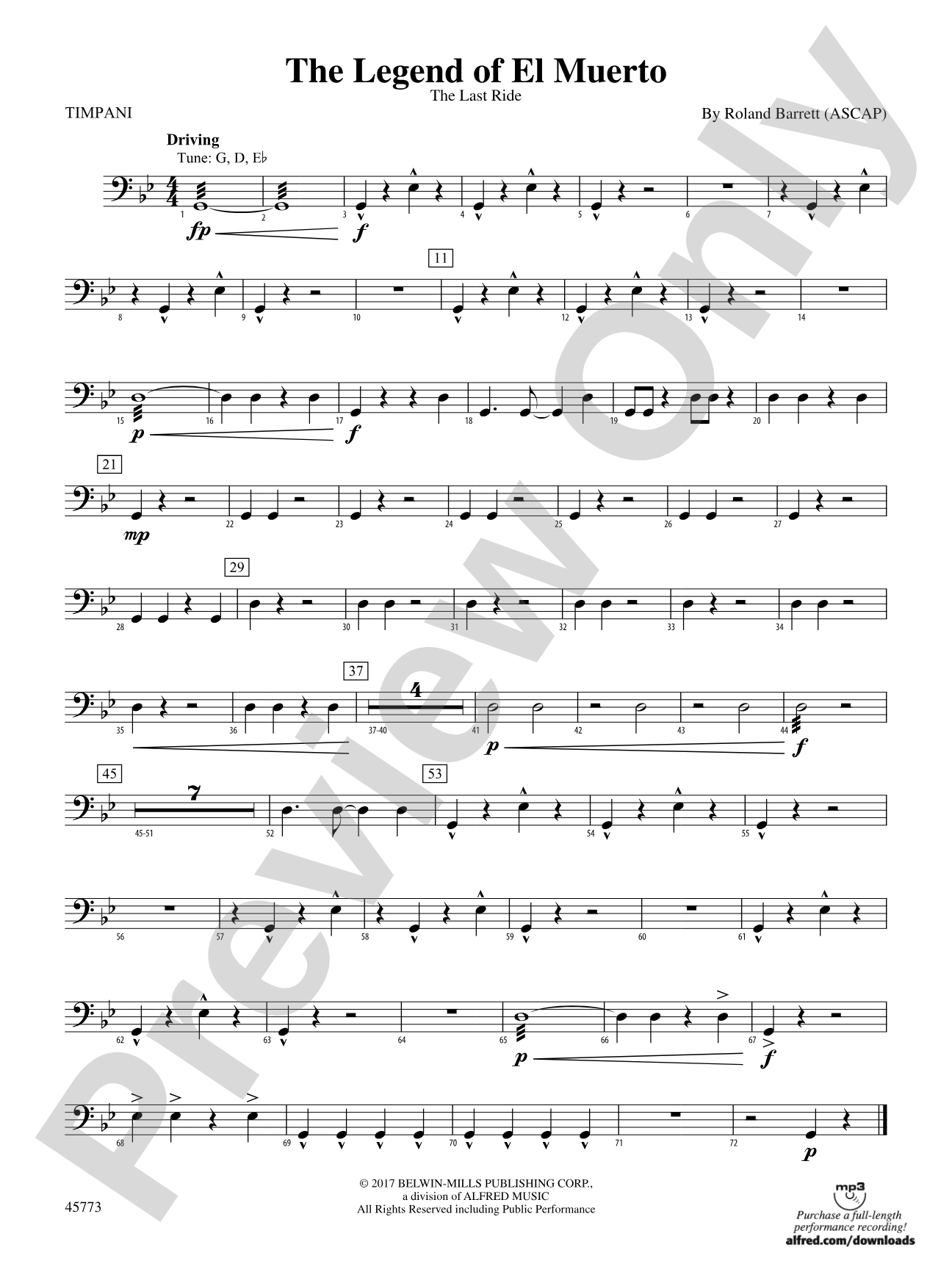 The Legend of El Muerto: Timpani