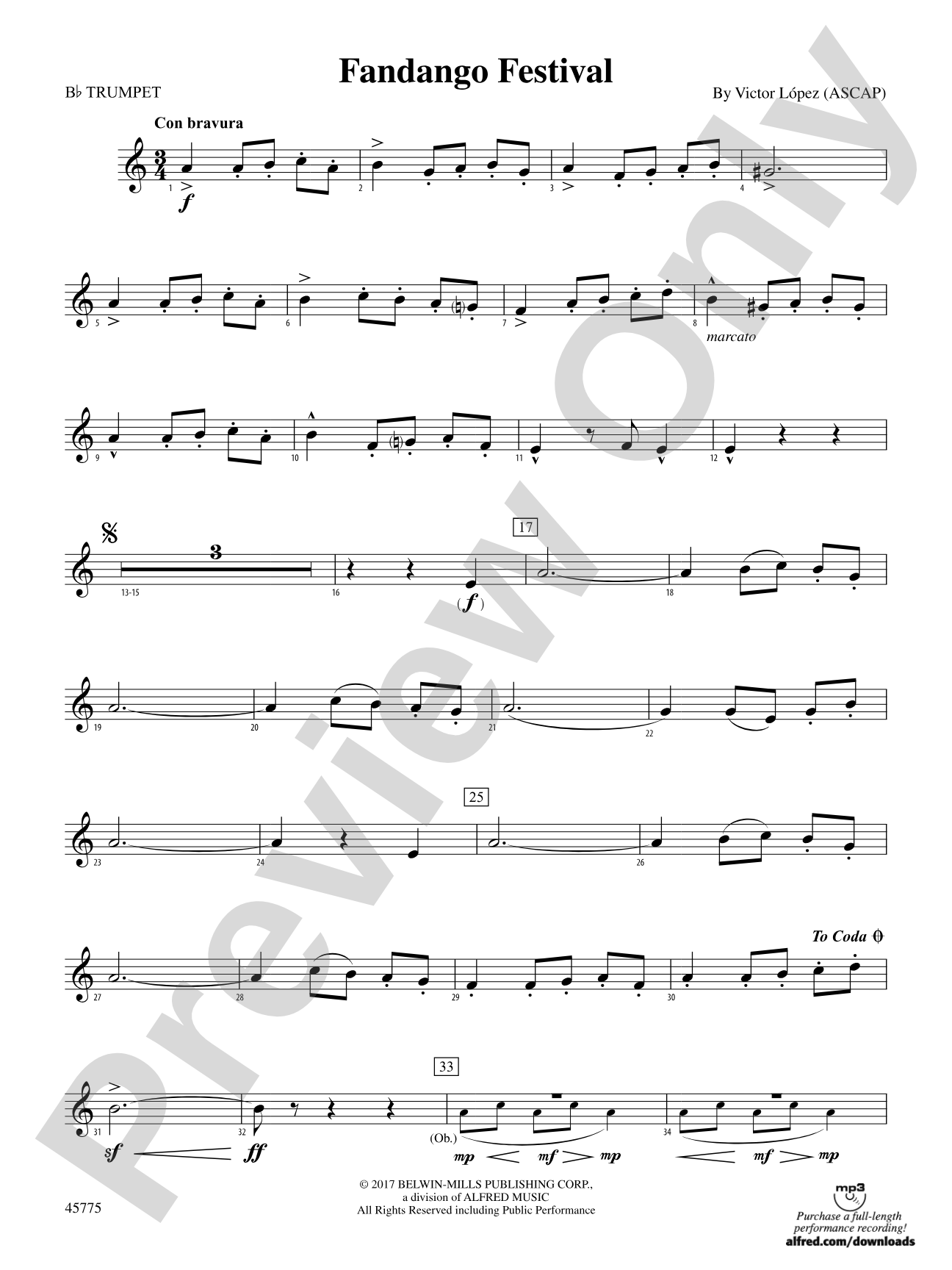 Fandango Festival: 1st B-flat Trumpet