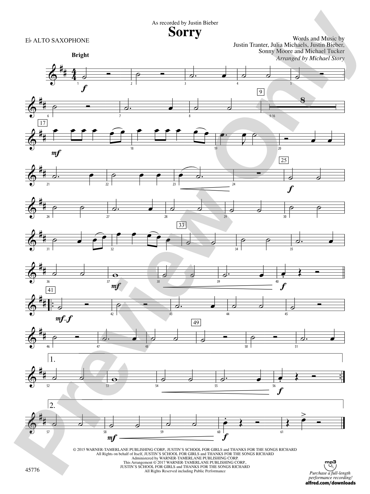 Sorry: E-flat Alto Saxophone