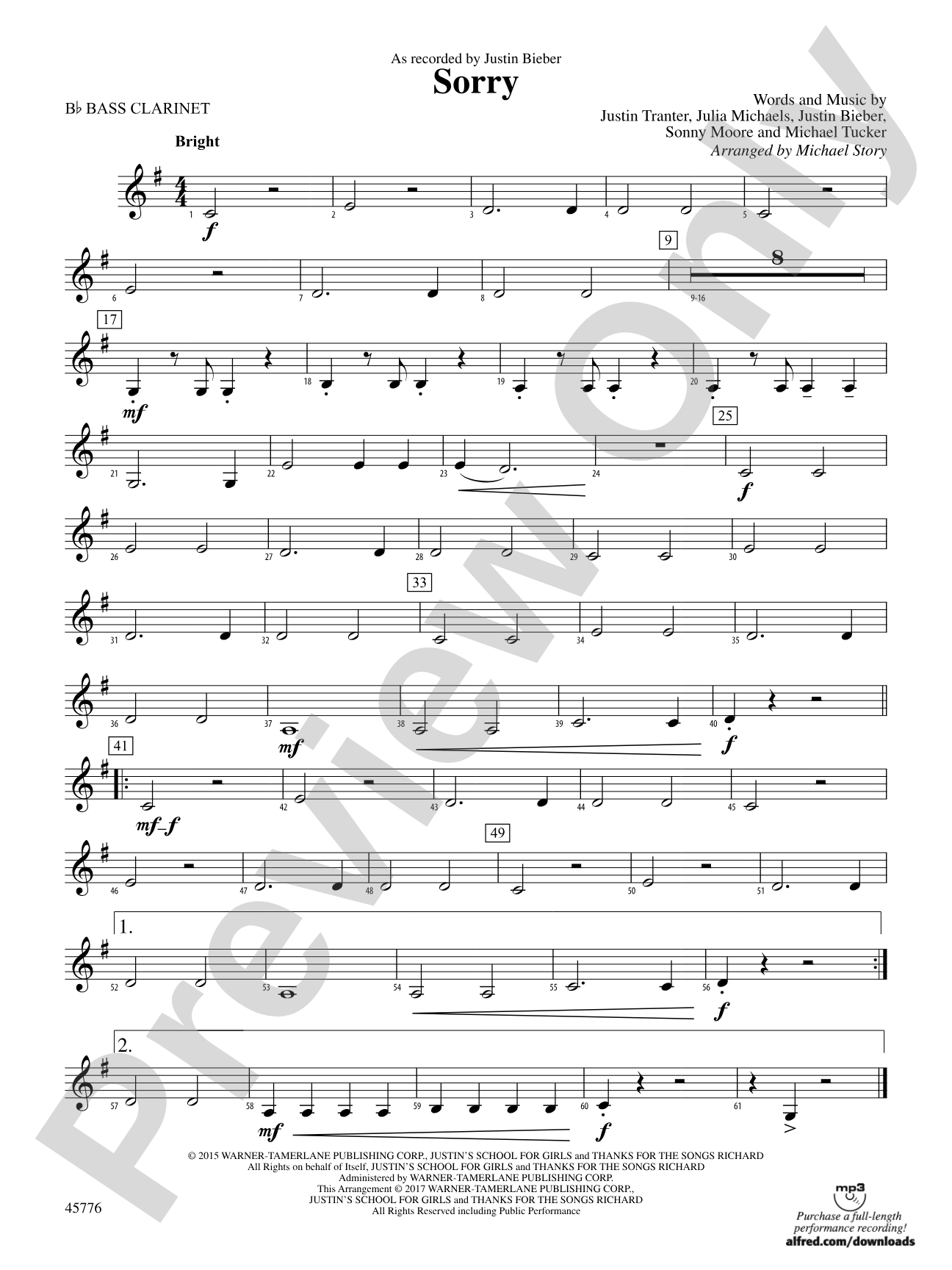 Sorry: B-flat Bass Clarinet