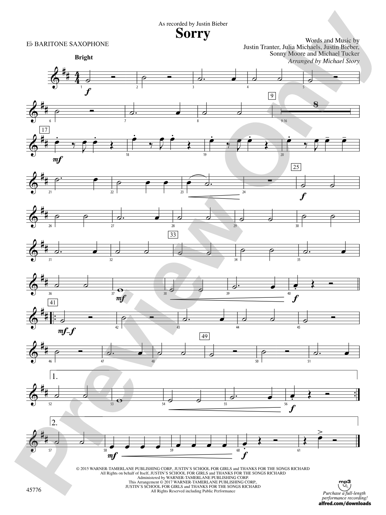Sorry: E-flat Baritone Saxophone