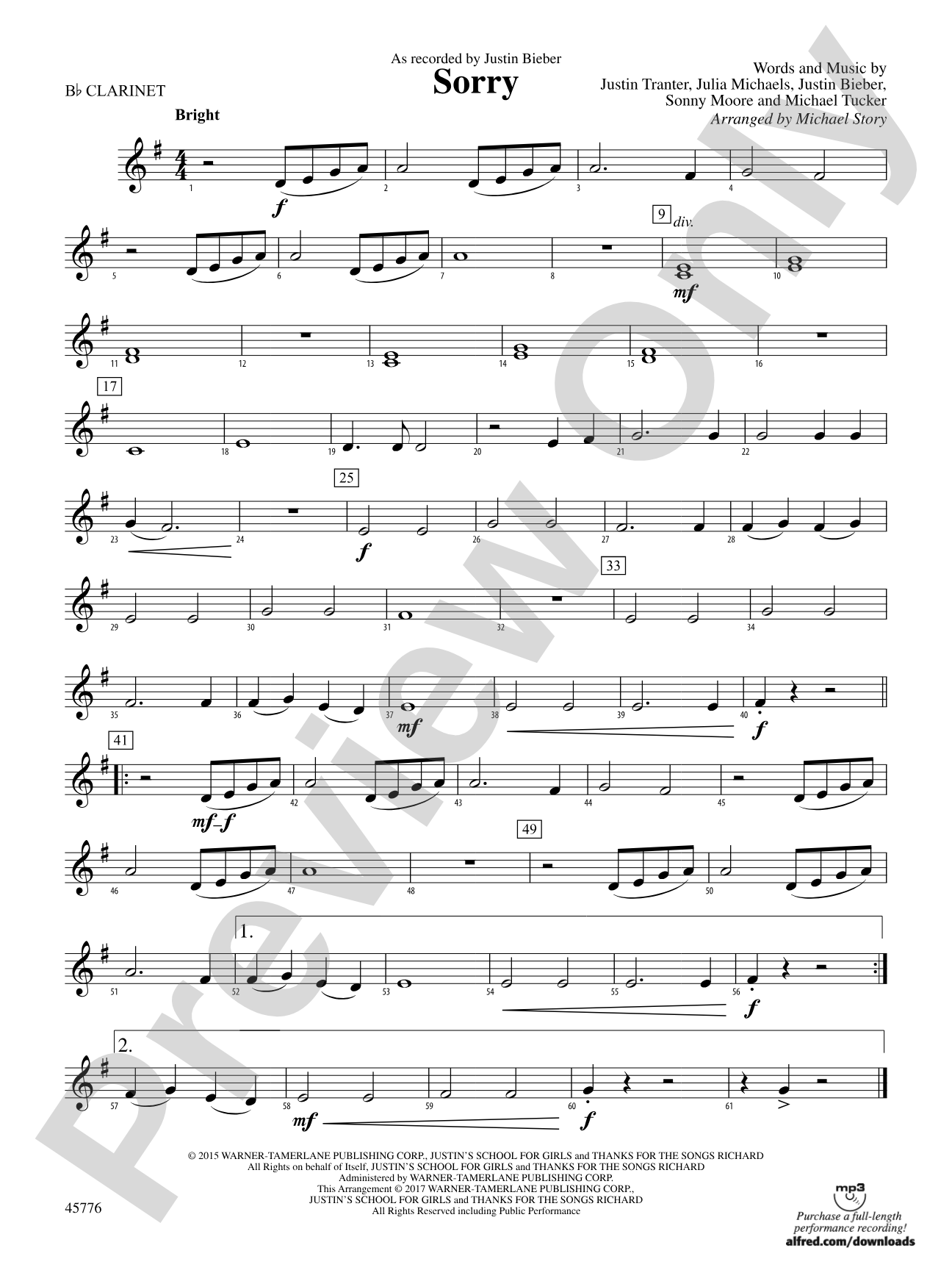 Sorry: 1st B-flat Clarinet
