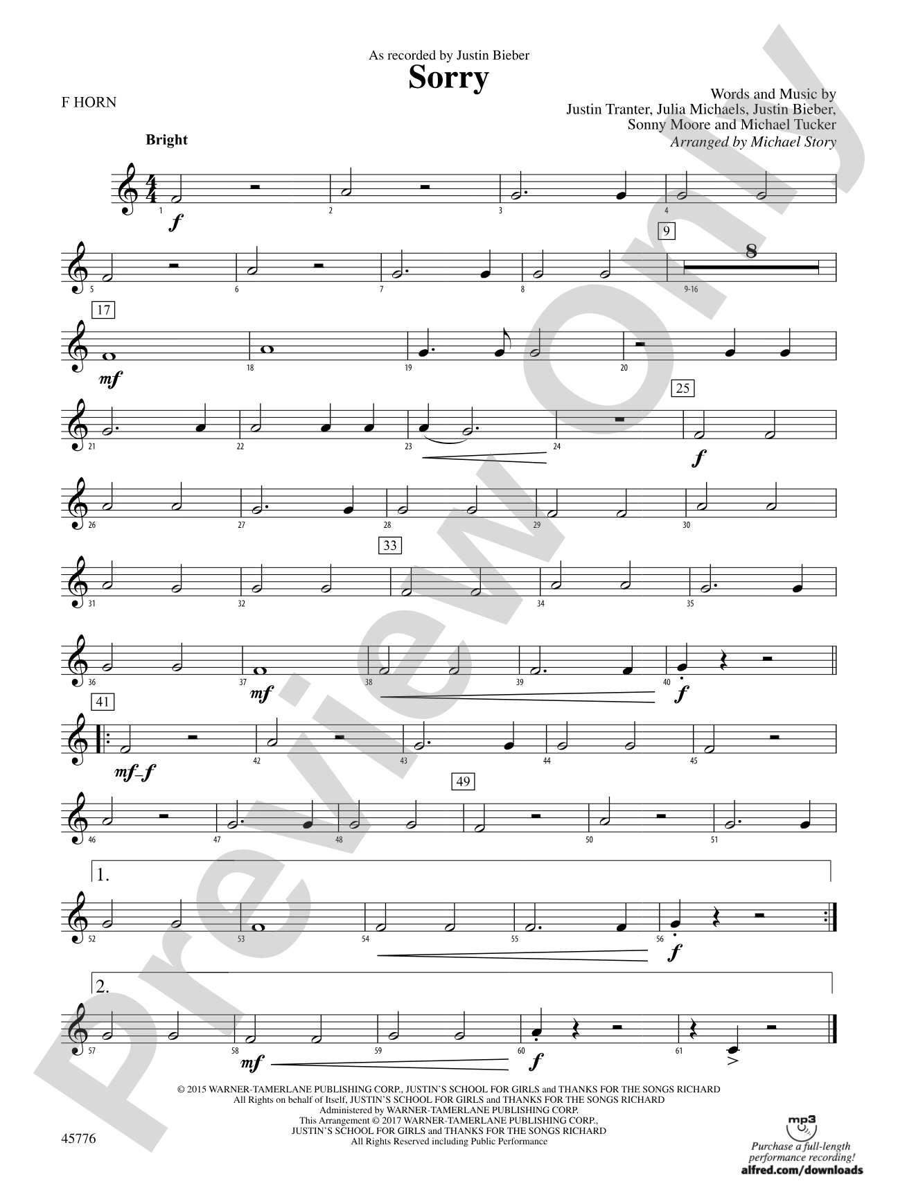 Sorry: 1st F Horn