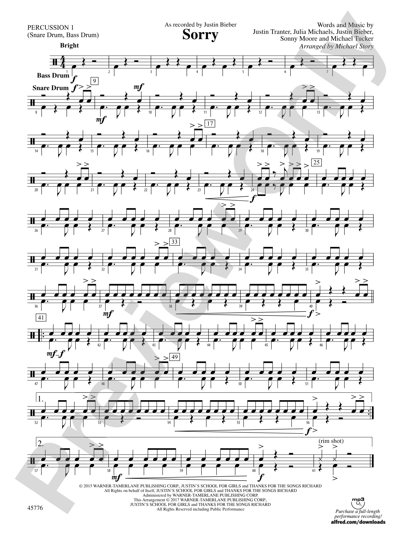 Sorry: 1st Percussion