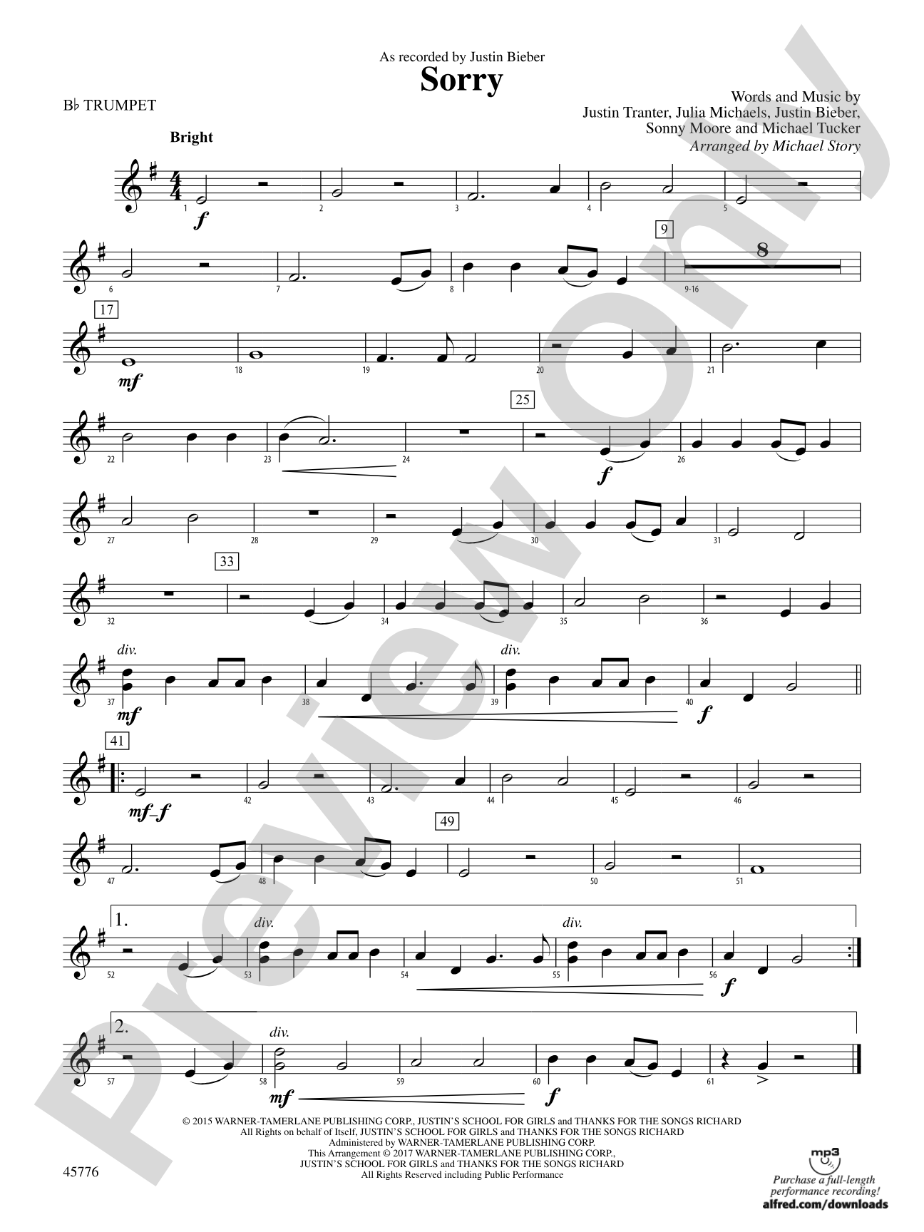 Sorry: 1st B-flat Trumpet