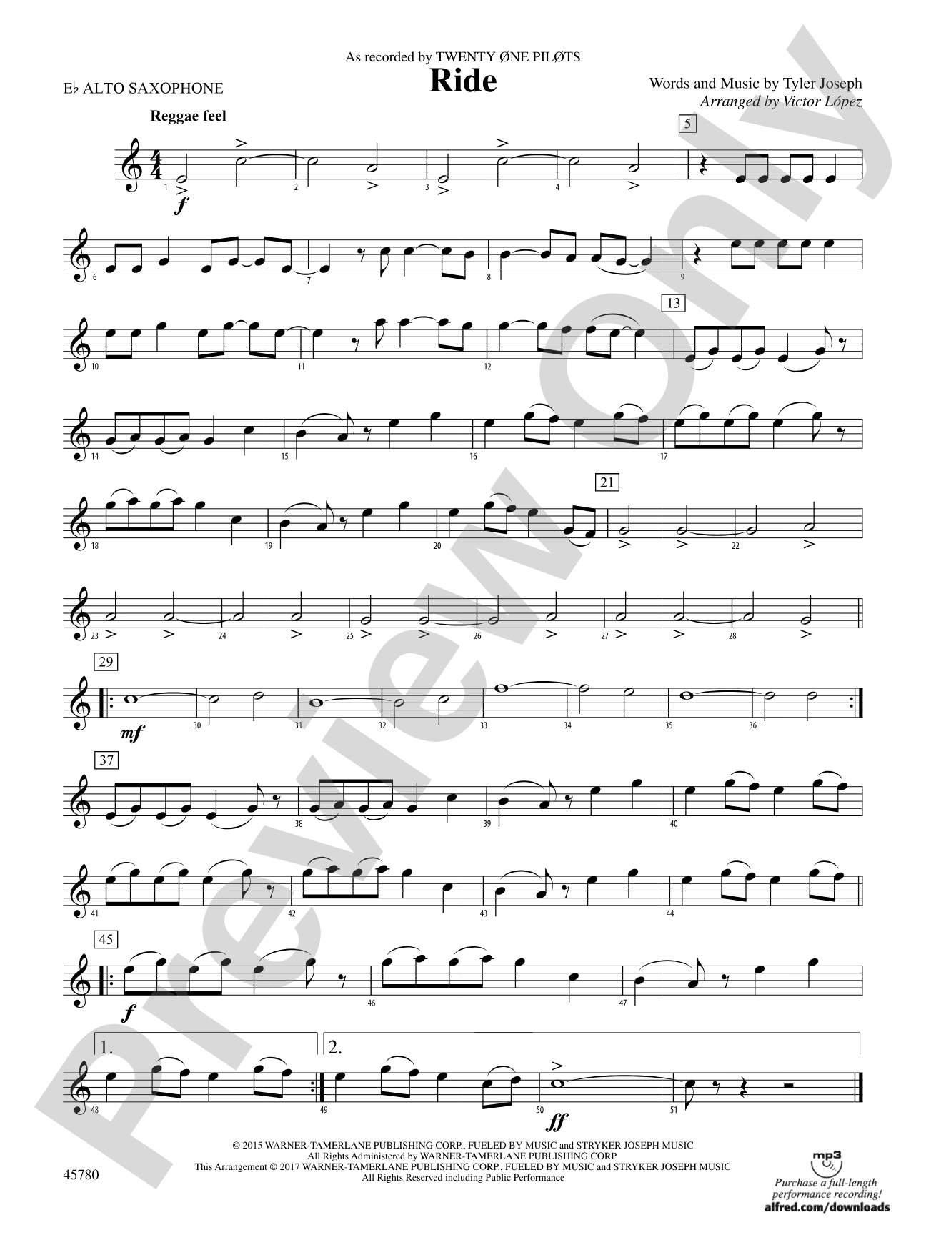 Ride: E-flat Alto Saxophone