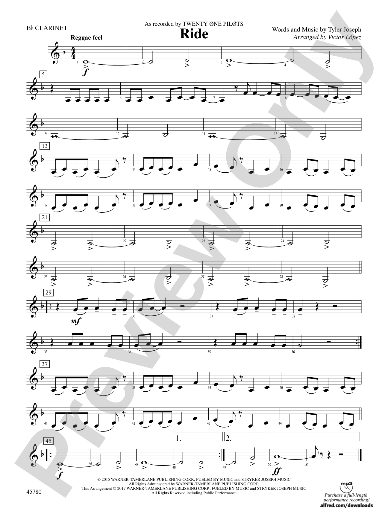 Ride: 1st B-flat Clarinet