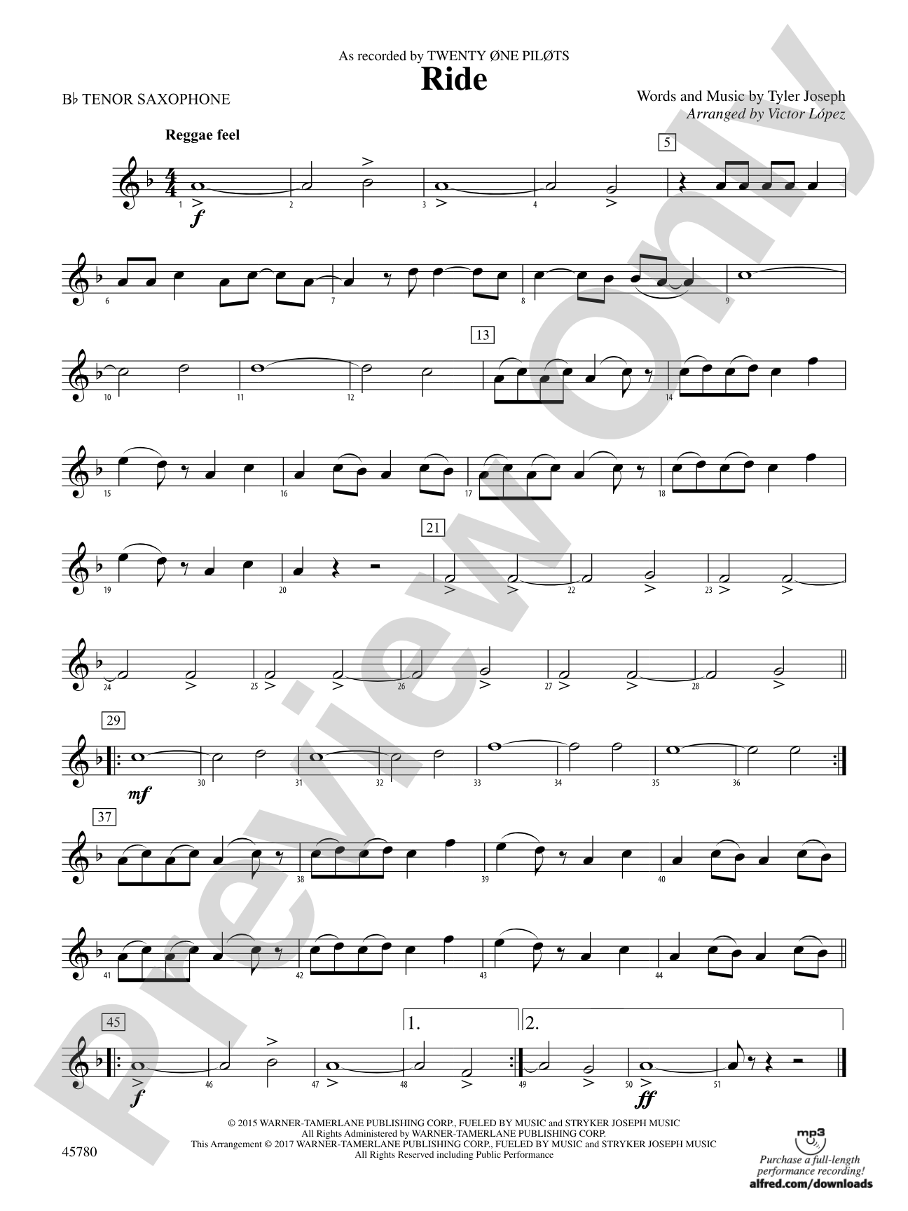 Ride: B-flat Tenor Saxophone