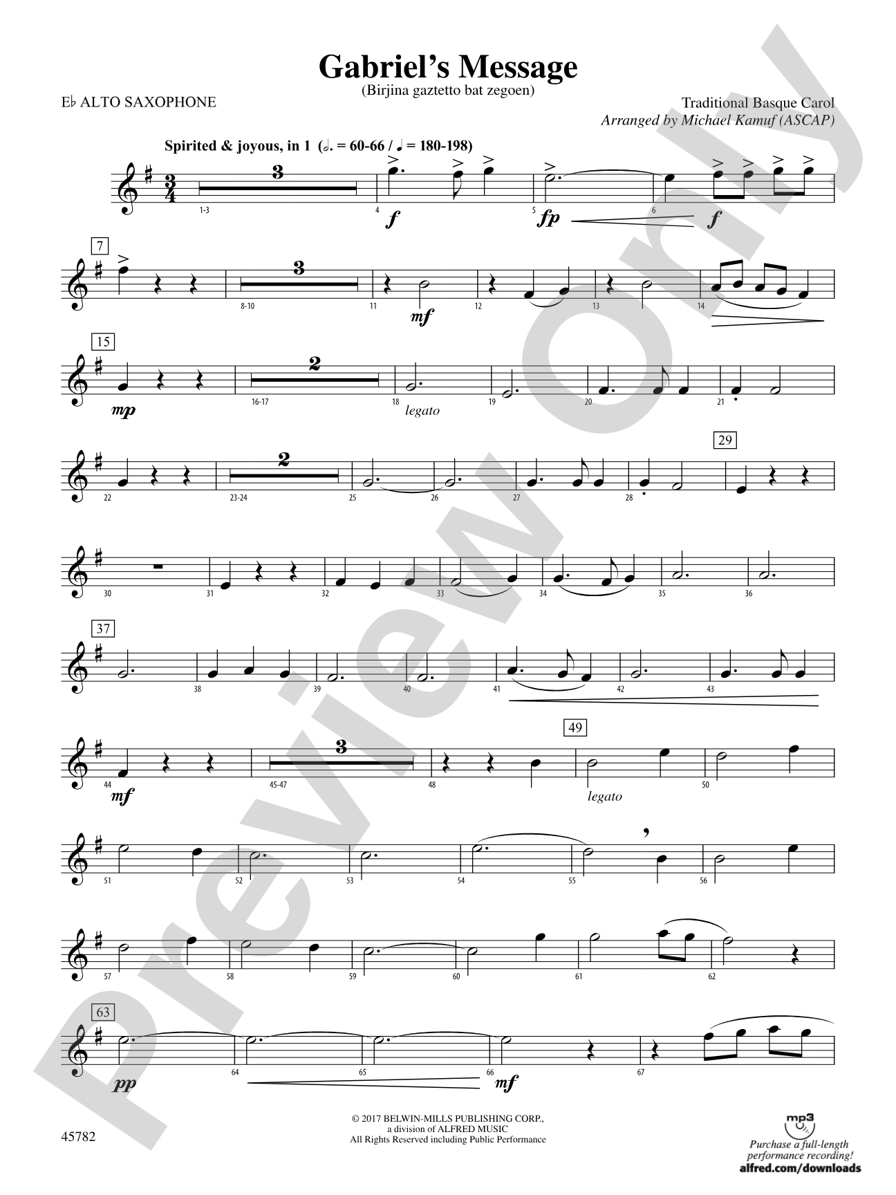Gabriel's Message: E-flat Alto Saxophone