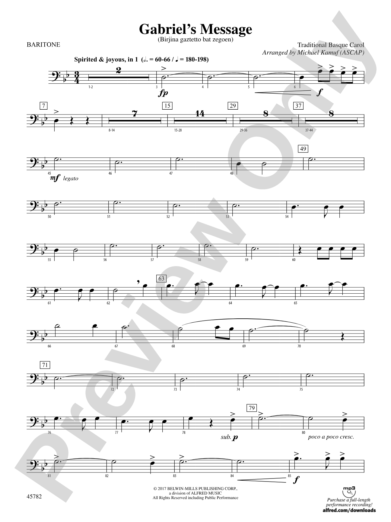 Gabriel's Message: Baritone B.C.
