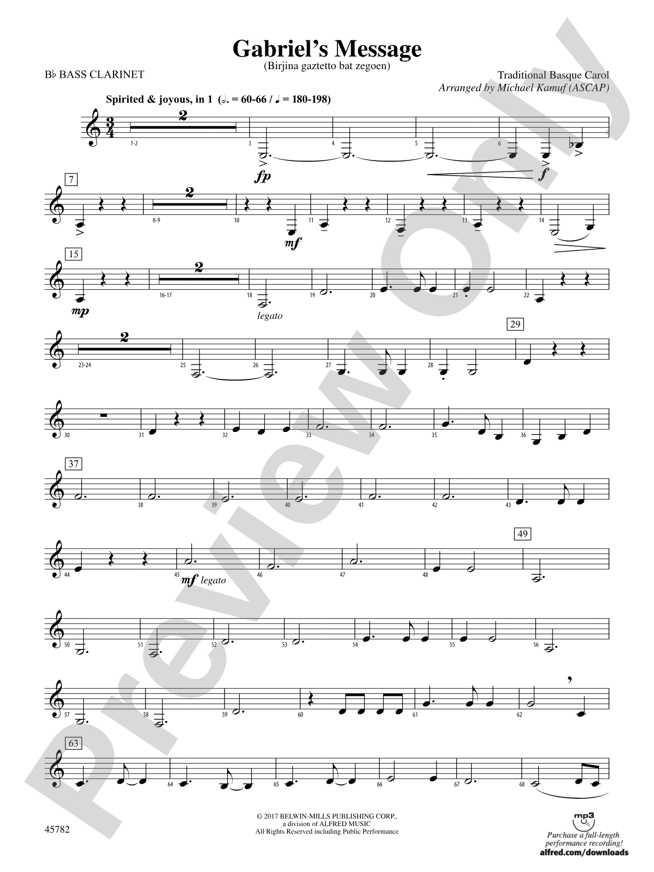 Gabriel's Message: B-flat Bass Clarinet