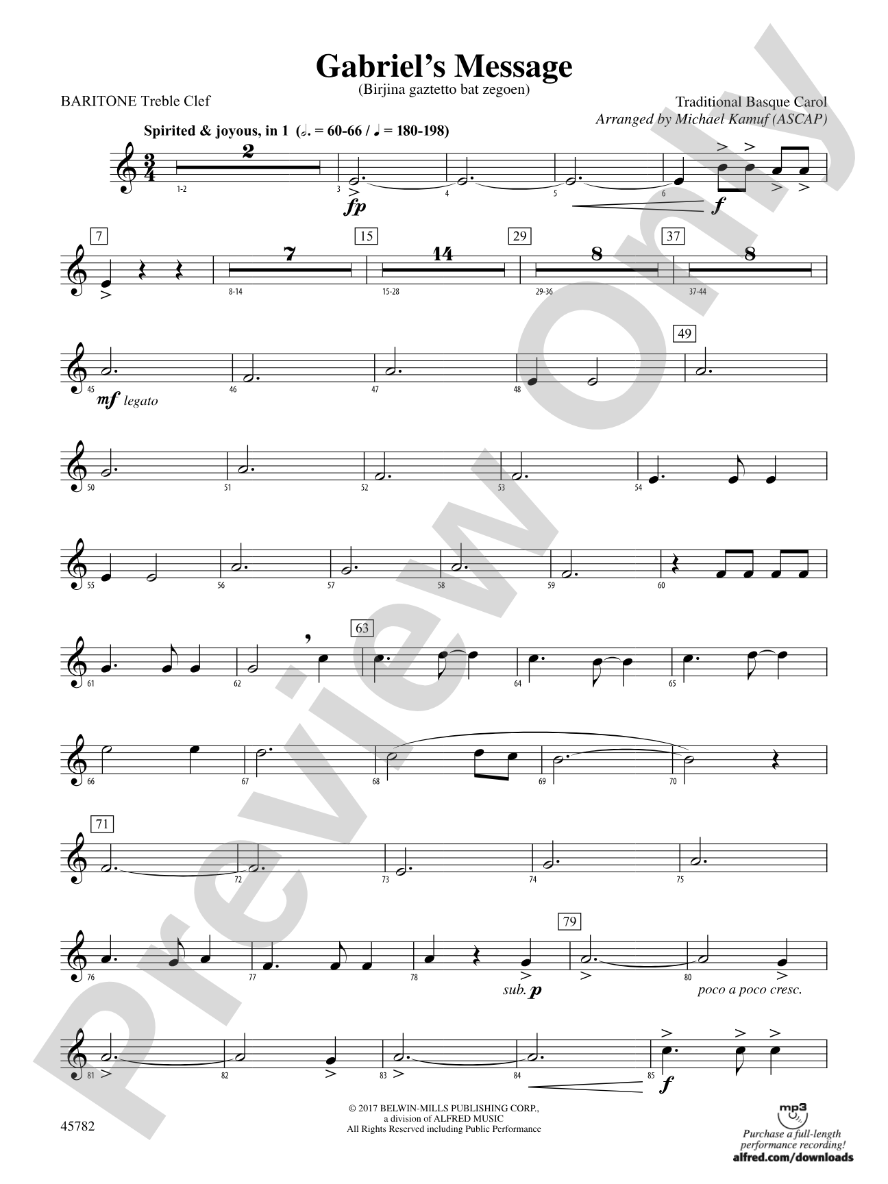 Gabriel's Message: Baritone T.C.