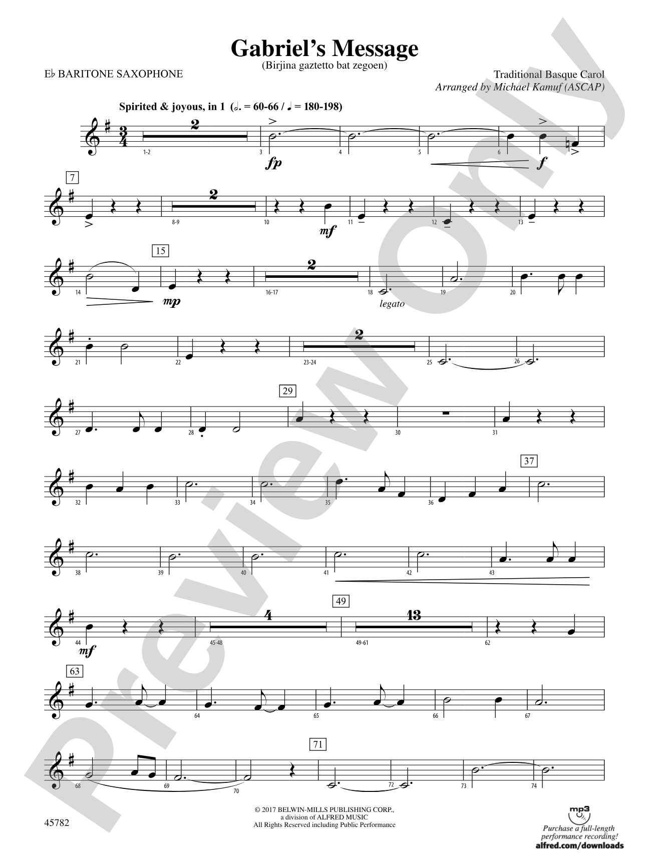 Gabriel's Message: E-flat Baritone Saxophone