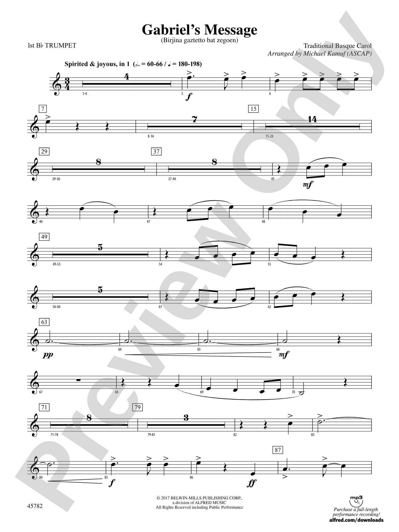 Gabriel's Message: 1st B-flat Trumpet