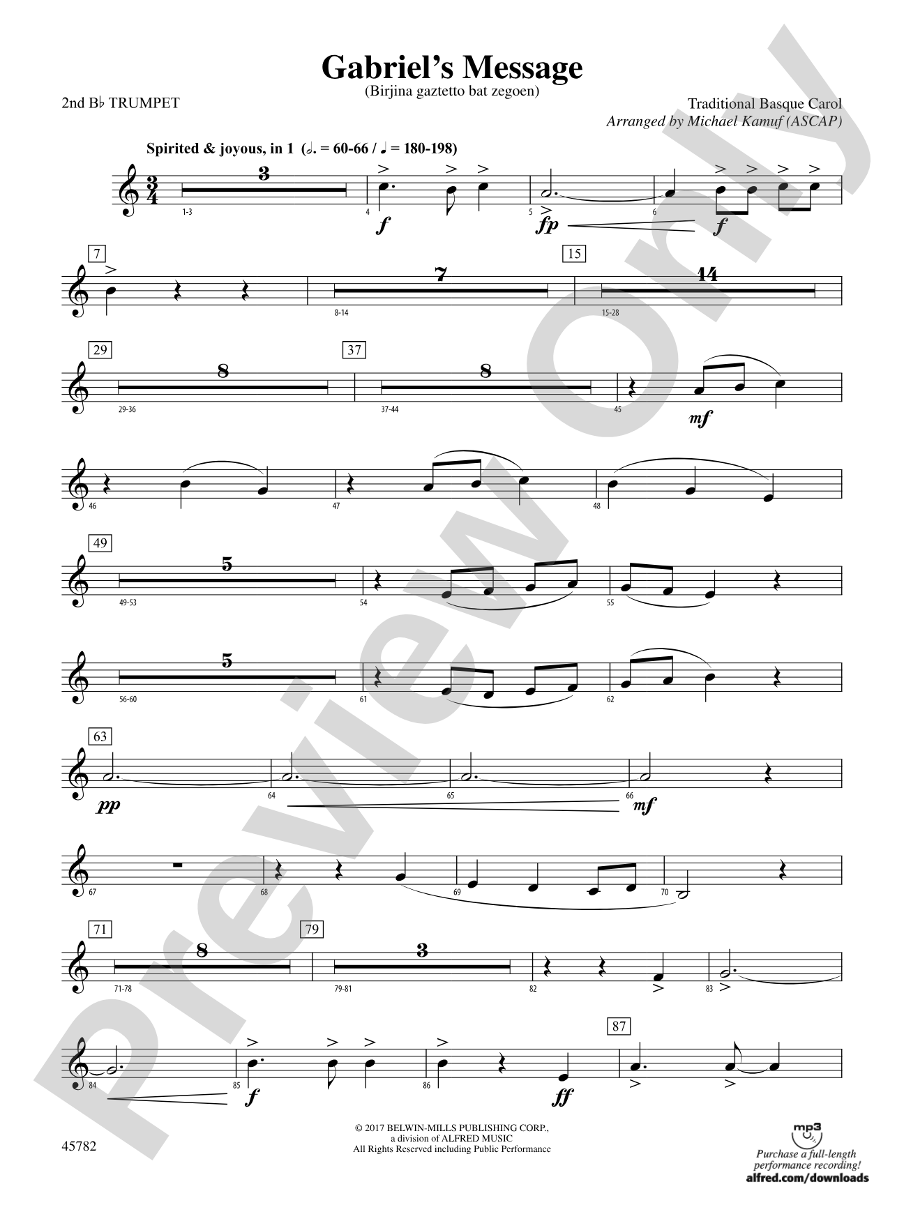 Gabriel's Message: 2nd B-flat Trumpet