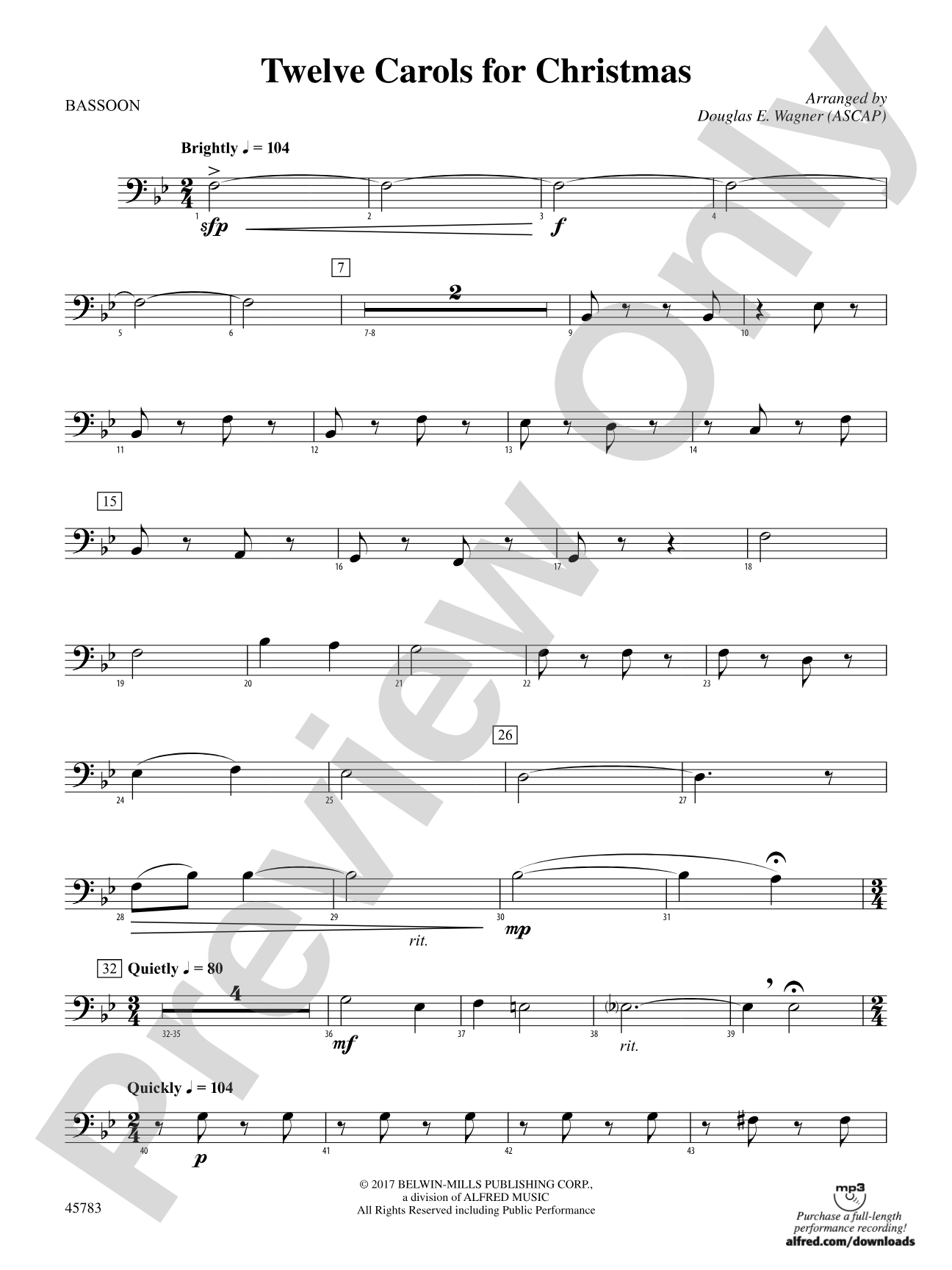 Twelve Carols for Christmas: Bassoon