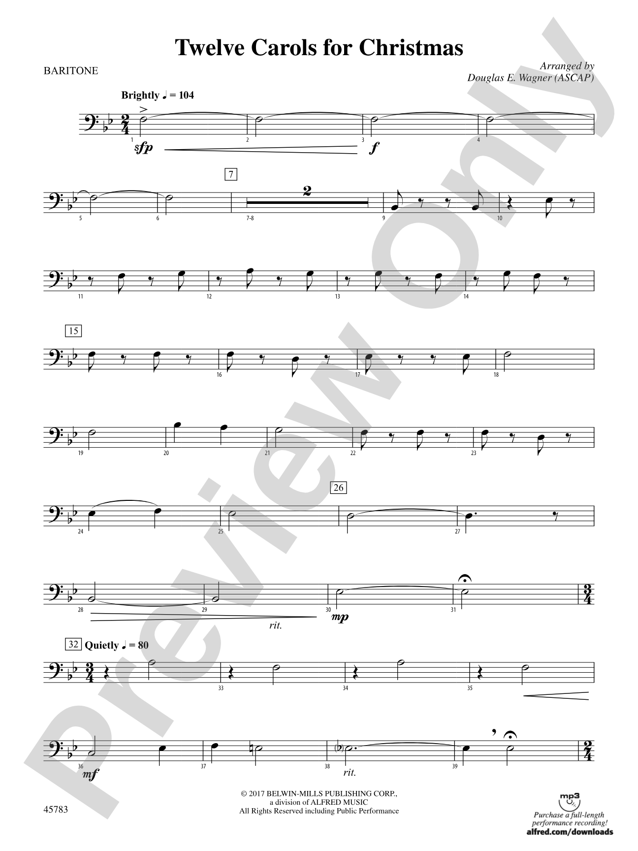 Twelve Carols for Christmas: Baritone B.C.