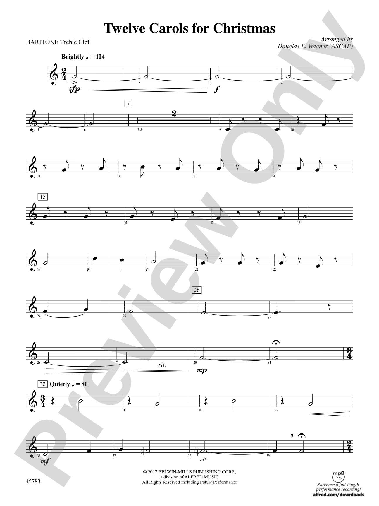 Twelve Carols for Christmas: Baritone T.C.