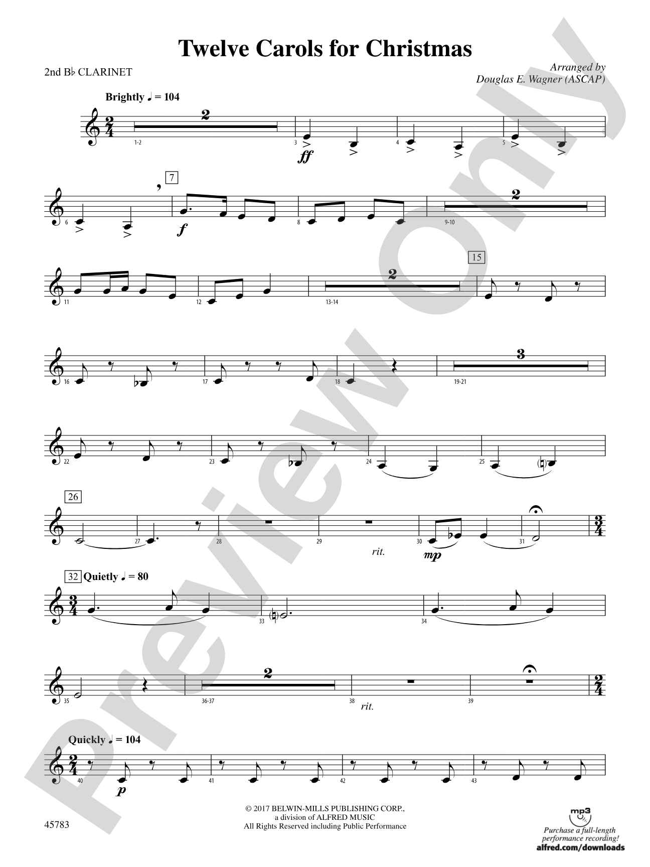 Twelve Carols for Christmas: 2nd B-flat Clarinet